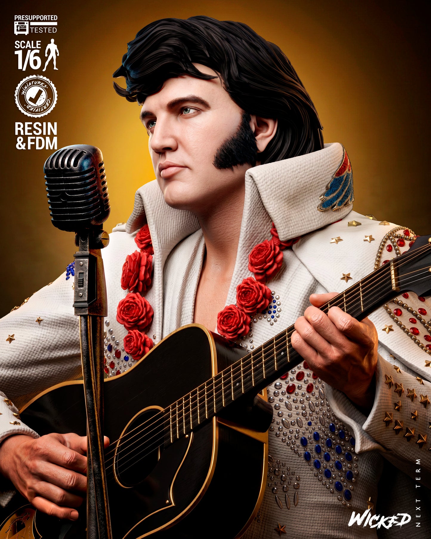 Elvis Presley Aloha from Hawaii V2 Sculpture (75mm to 500mm) - Unassembled/Unpainted/3D Print
