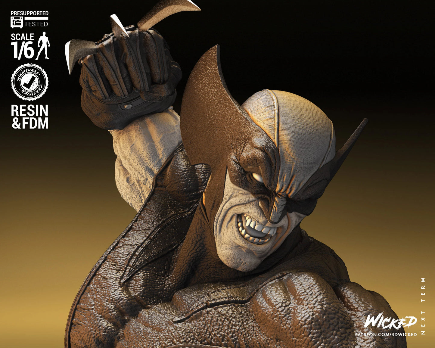 Wolverine and Sabretooth Diorama - by Wicked3D- Tabletop RPG Miniature - Roleplaying 3D Printed Fantasy Mini