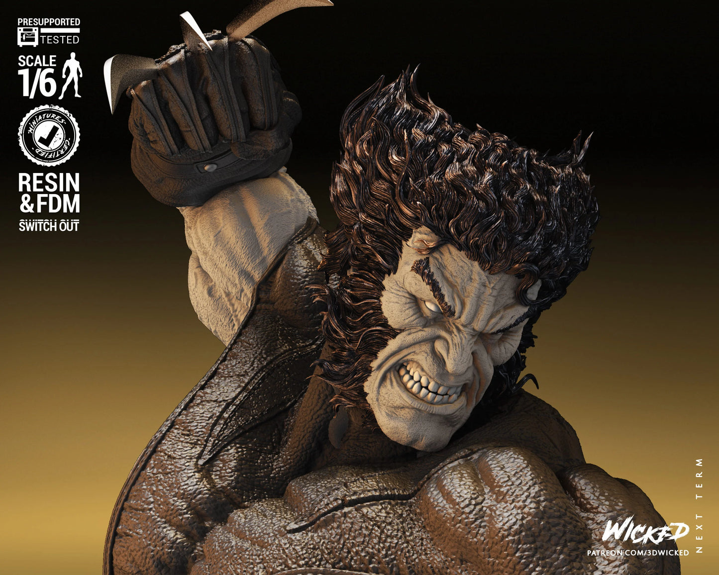 Wolverine and Sabretooth Diorama - by Wicked3D- Tabletop RPG Miniature - Roleplaying 3D Printed Fantasy Mini