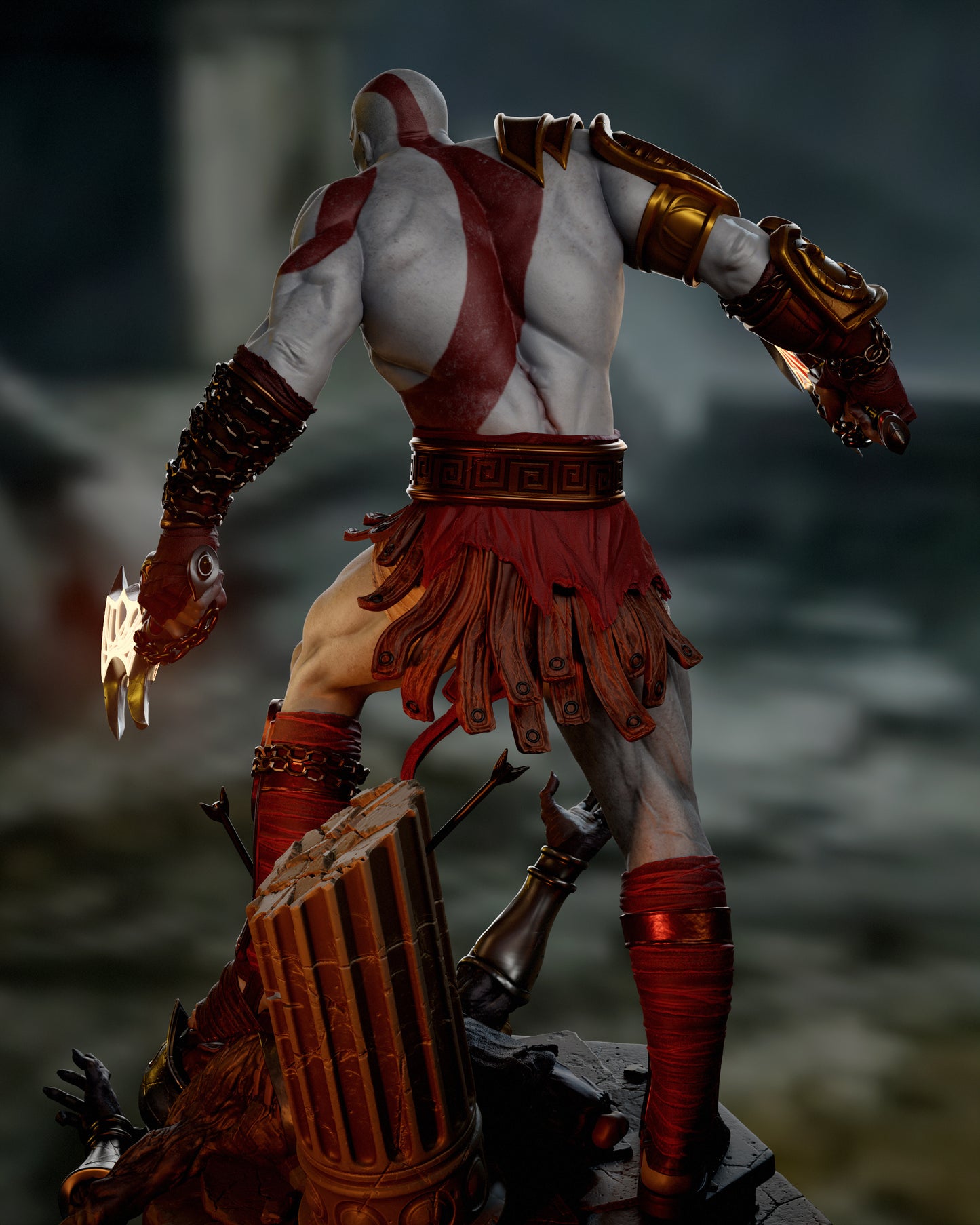 Kratos; God of war Sculpture (75mm to 500mm) - Unassembled/Unpainted/3D Print