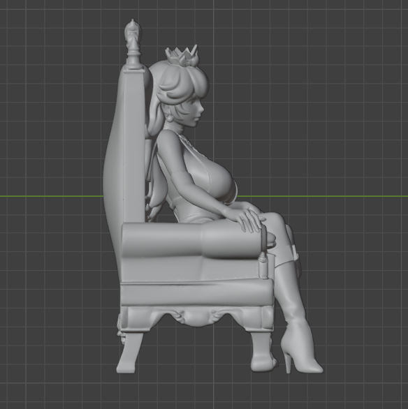 Princess Peach on Throne Sculpture (75mm to 500mm) - Unassembled/Unpainted/3D Print