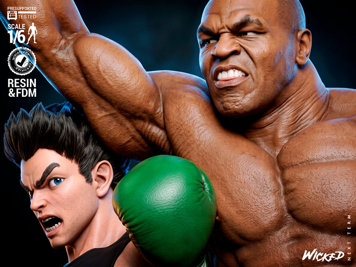 Mike Tyson vs Little Mac Diorama(75mm to 500mm) - Unassembled/Unpainted/3D Print