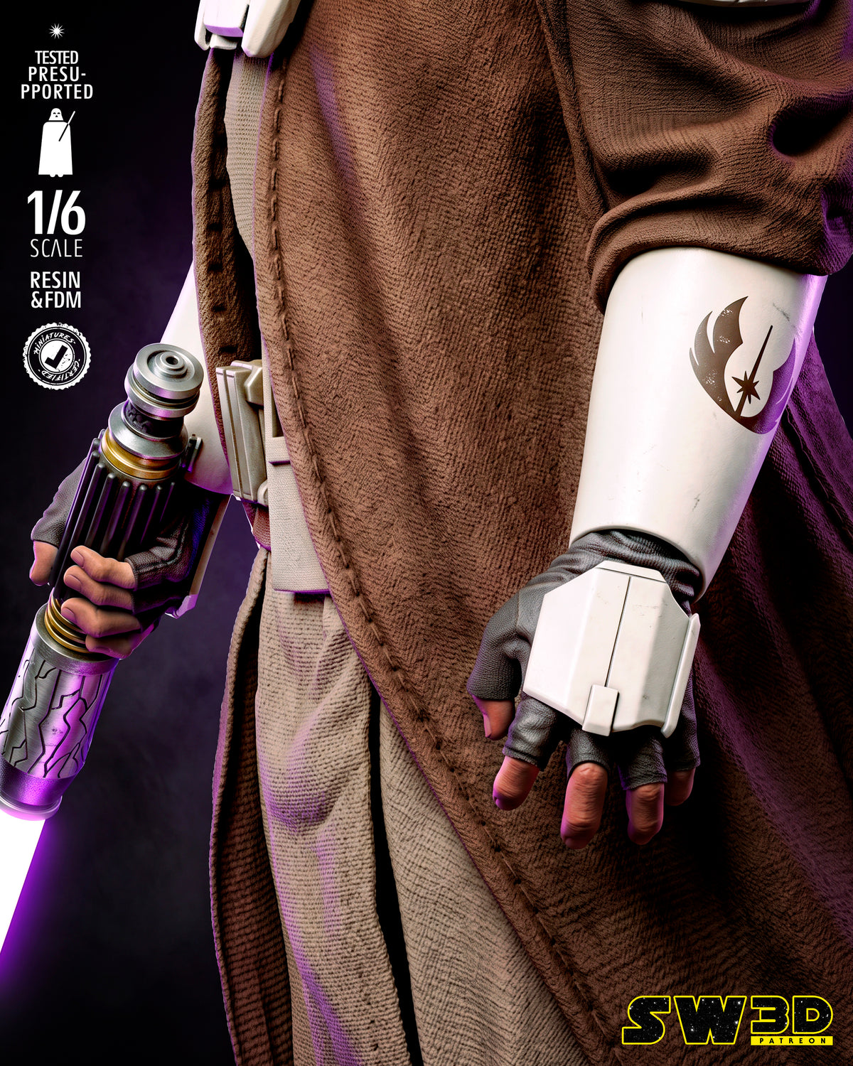 Mace Windu Sculpture (75mm to 500mm) - Unassembled/Unpainted/3D Print