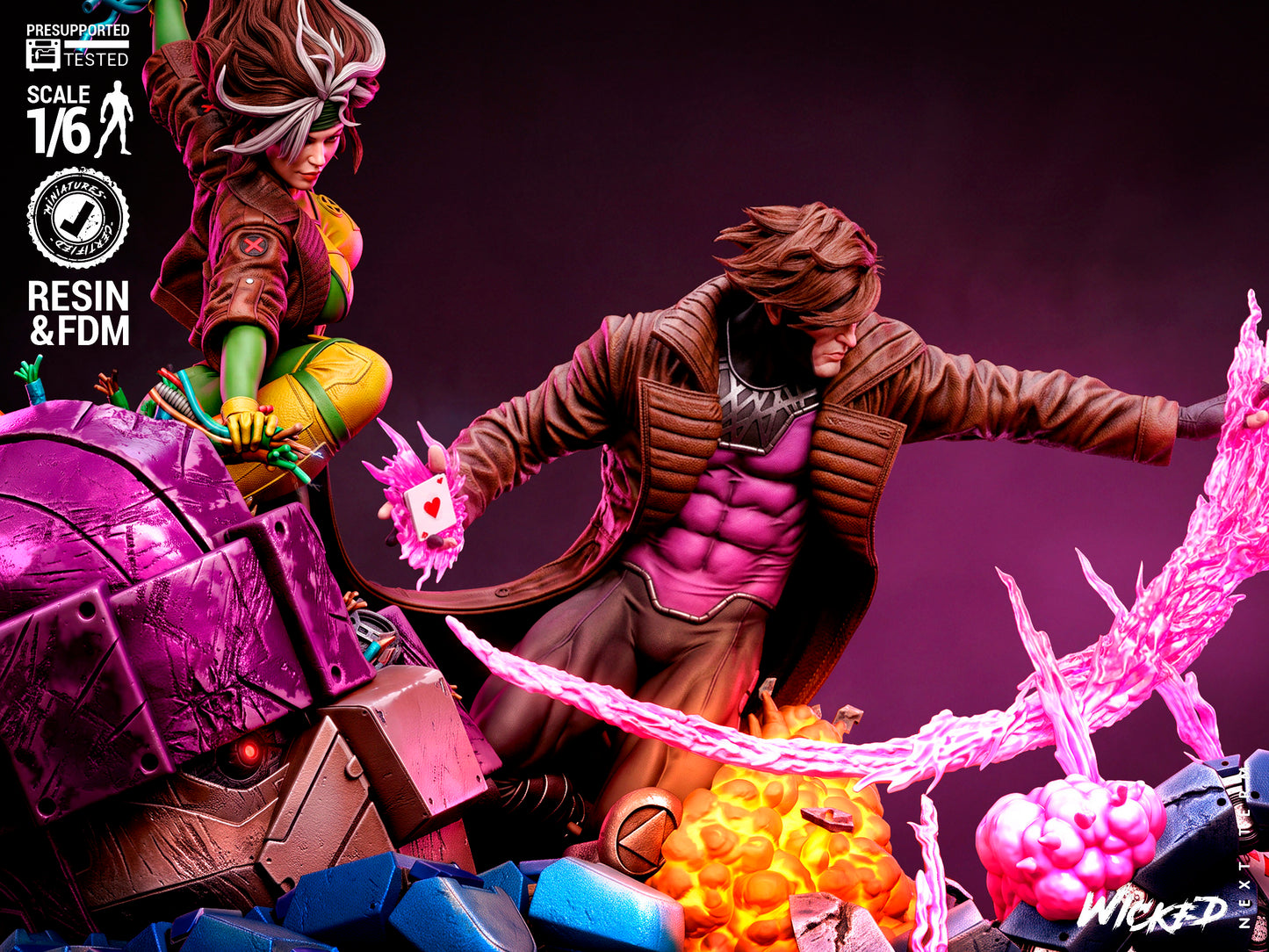 Rogue & Gambit Diorama (75mm to 500mm) - Unassembled/Unpainted/3D Print