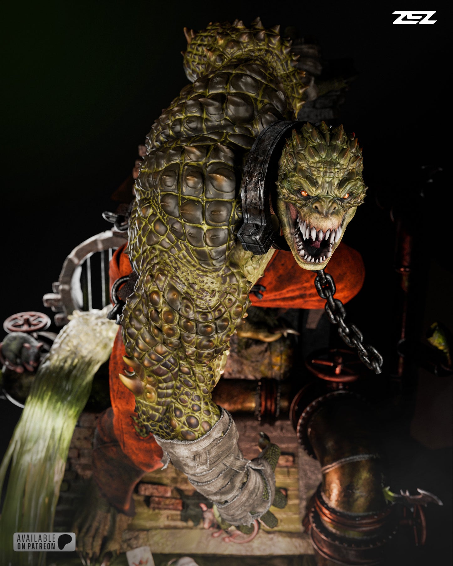 Killer Croc Sculpture (75mm -500mm) Unassembled - Unpainted - 3D Print
