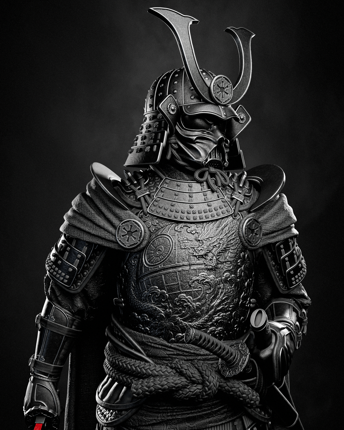 Darth Vader Samurai Sculpture (75mm to 500mm) - Unassembled/Unpainted/3D Print