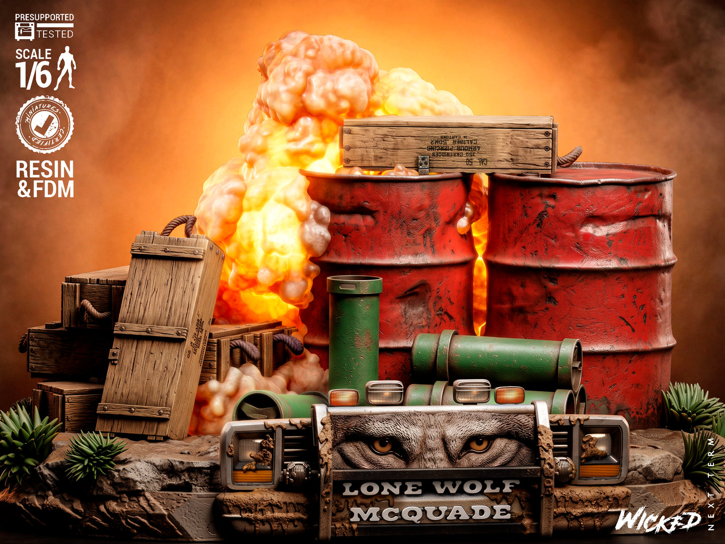 Lone Wolf McQuade Diorama (75mm to 500mm) - Unassembled/Unpainted/3D Print