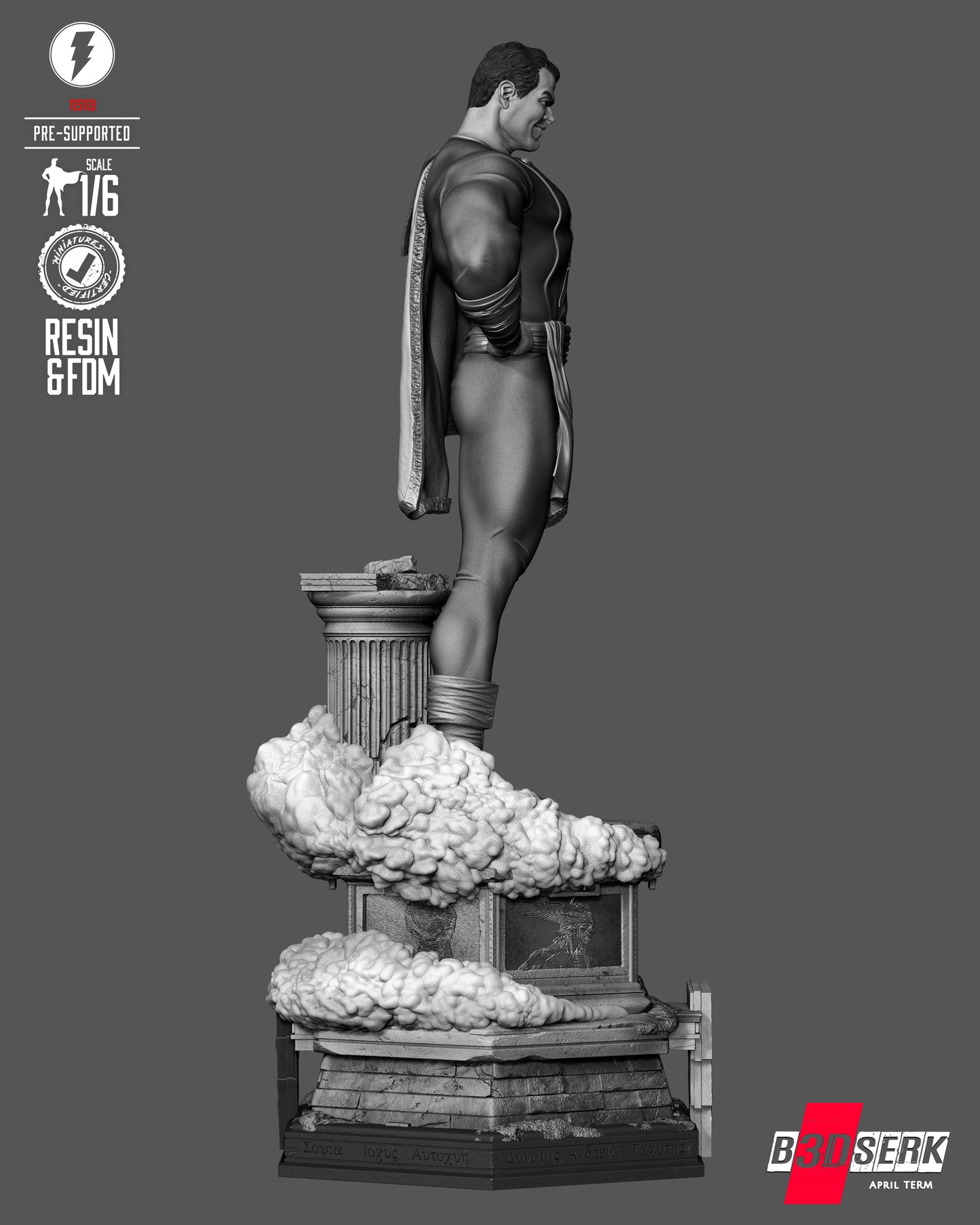 Classic Shazam Sculpture (75mm to 500mm) - Unassembled/Unpainted/3D Print