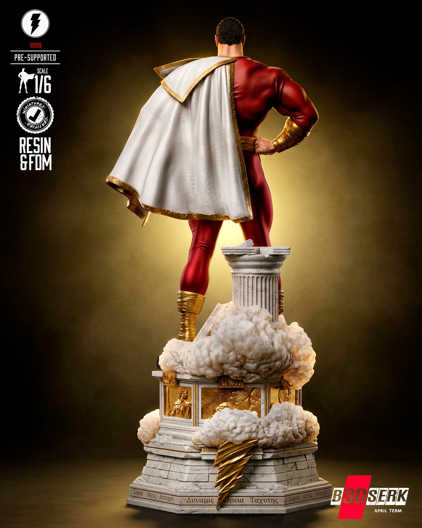 Classic Shazam Sculpture (75mm to 500mm) - Unassembled/Unpainted/3D Print