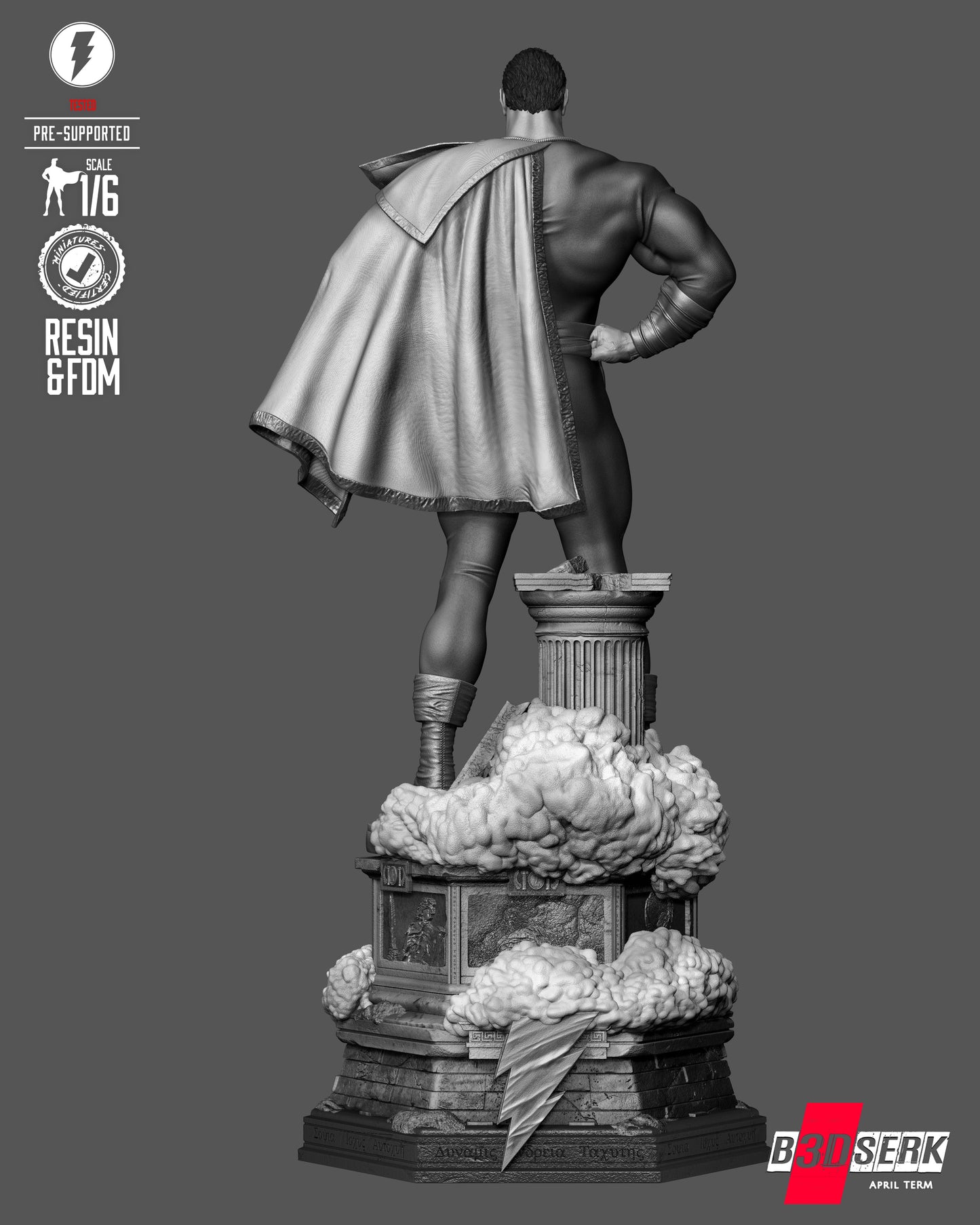 Classic Shazam Sculpture (75mm to 500mm) - Unassembled/Unpainted/3D Print