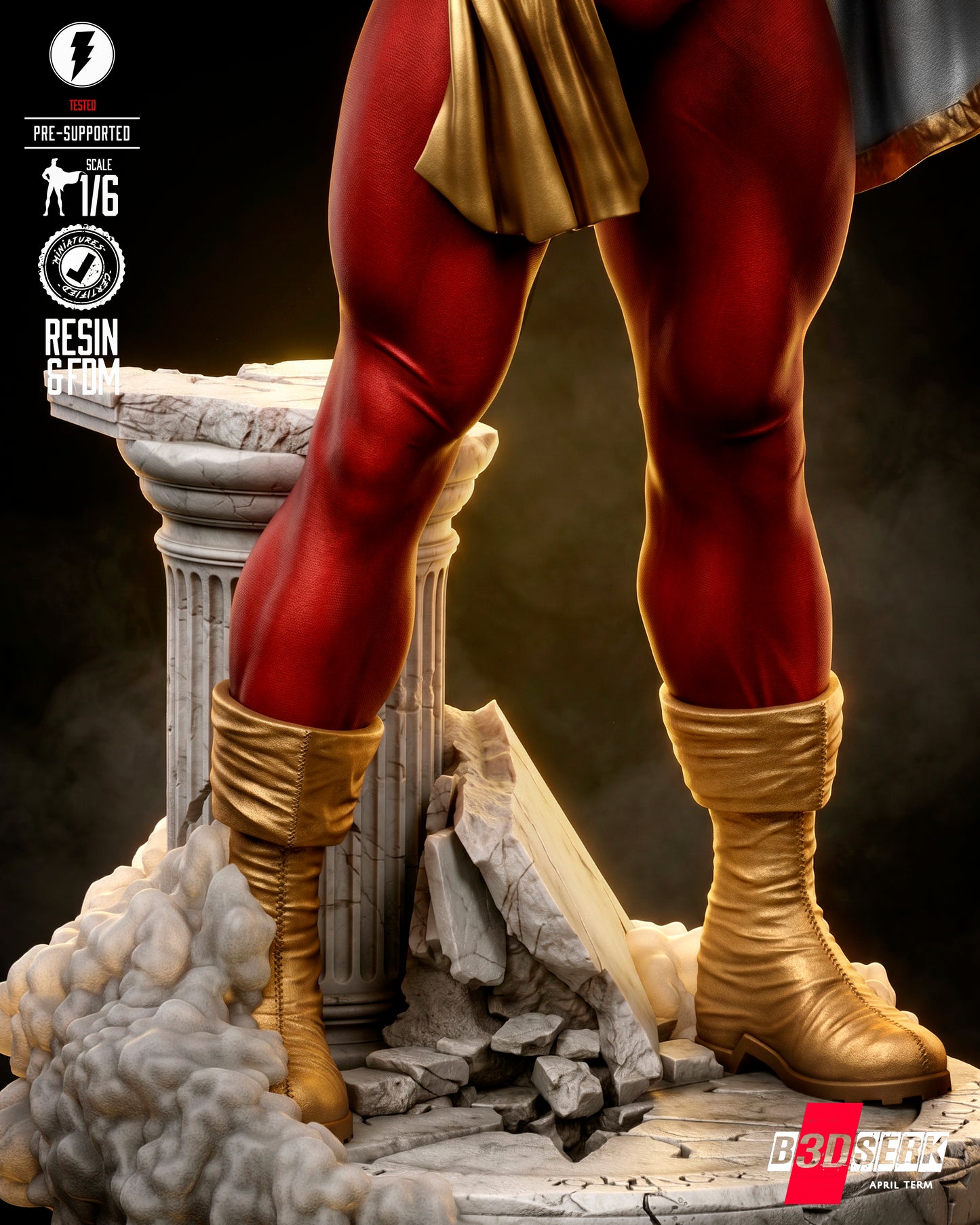 Classic Shazam Sculpture (75mm to 500mm) - Unassembled/Unpainted/3D Print