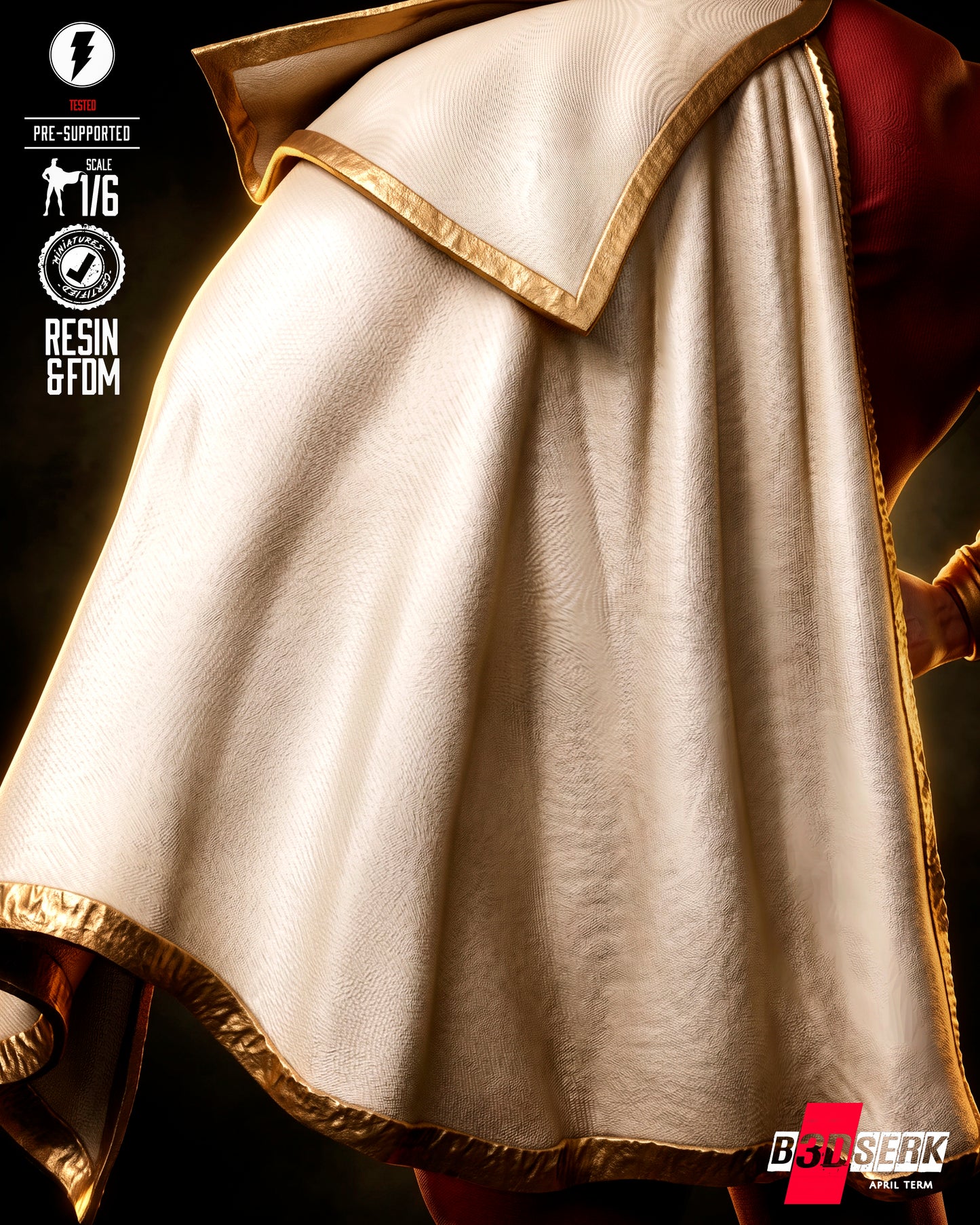 Classic Shazam Sculpture (75mm to 500mm) - Unassembled/Unpainted/3D Print
