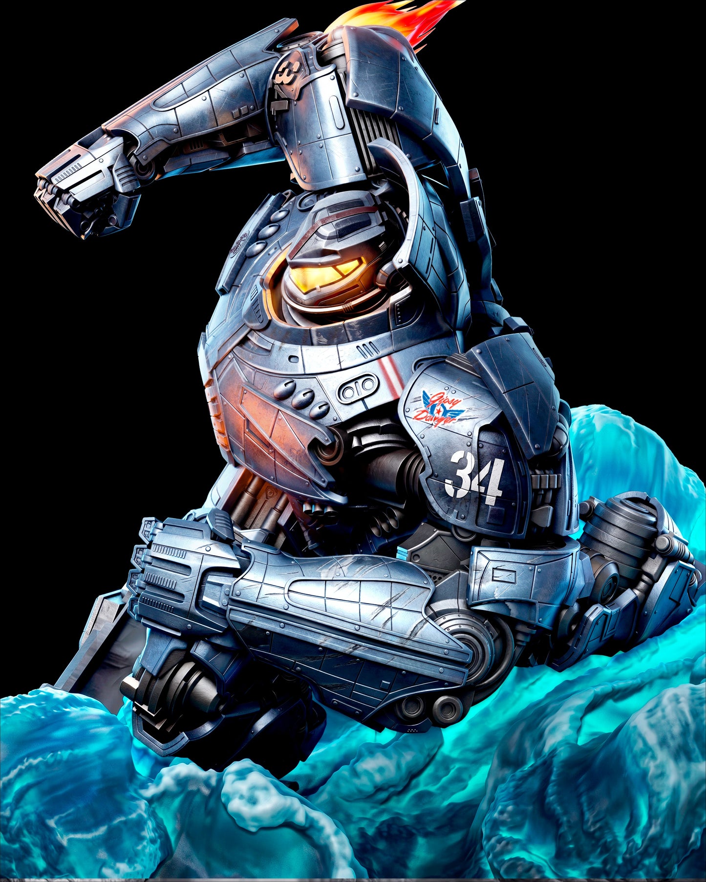 Gipsy Danger Sculpture(75mm to 500mm) - Unassembled/Unpainted/3D Print