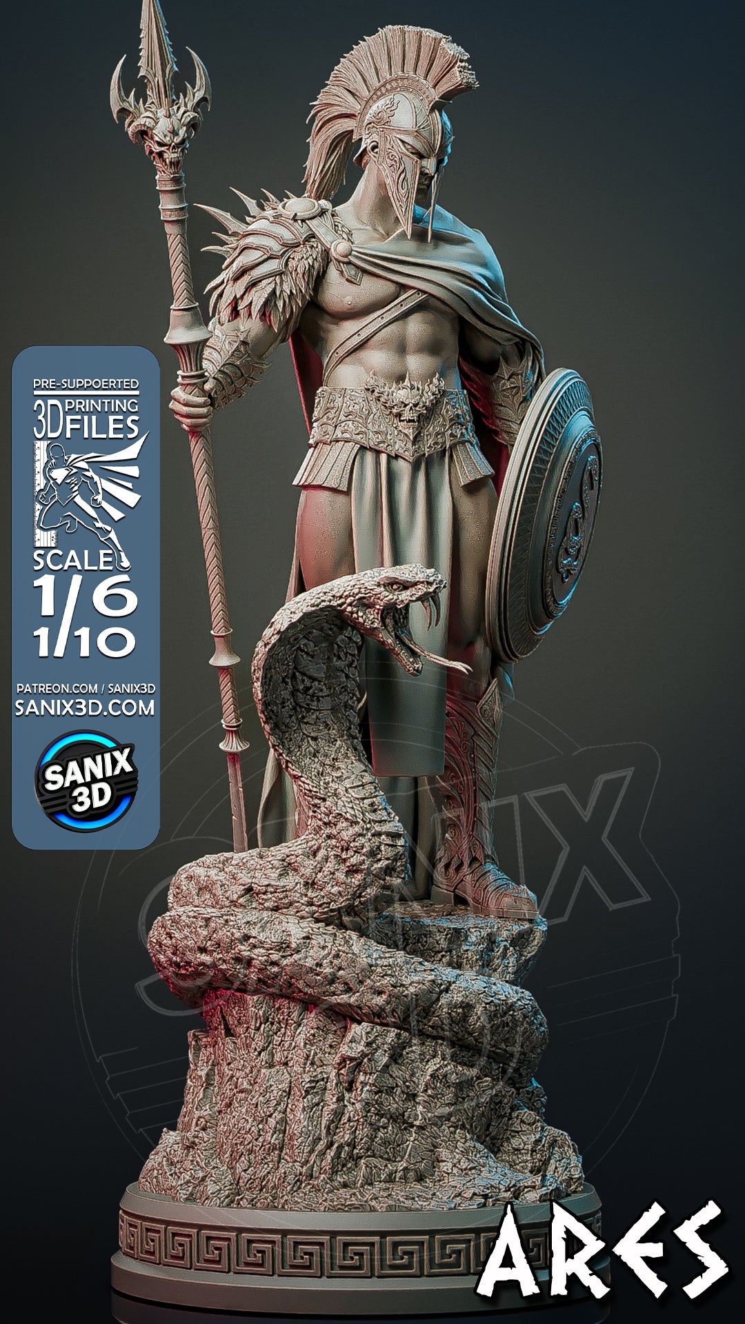 ARES ( God of War ) Sculpture(75mm to 500mm) - Unassembled/Unpainted/3D Print
