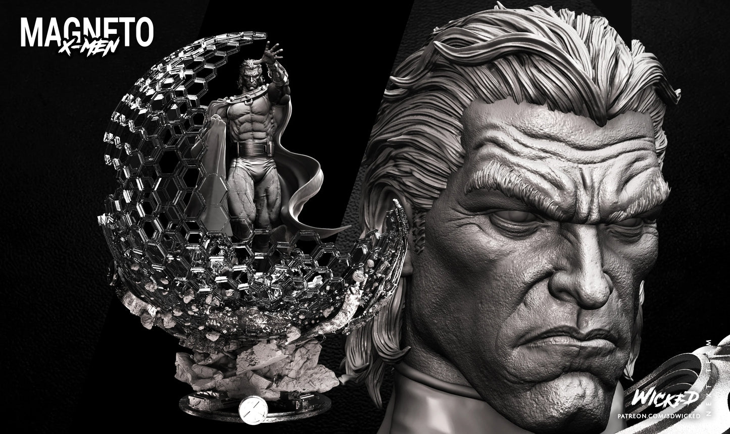 Magneto Sculpture - Marvel's X-men - by Wicked 3D- Tabletop RPG Miniature - Roleplaying 3D Printed Fantasy Mini