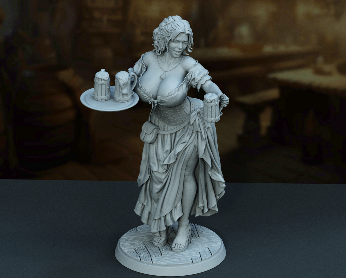 Medieval Tavern Maid SFW/NSFW Sculpture (75mm to 500mm) - Unassembled/Unpainted/3D Print