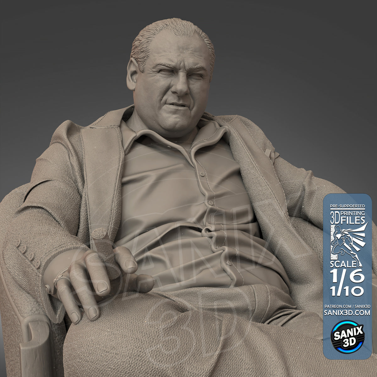 Tony Soprano Sculpture (75mm to 500mm) - Unassembled/Unpainted/3D Print