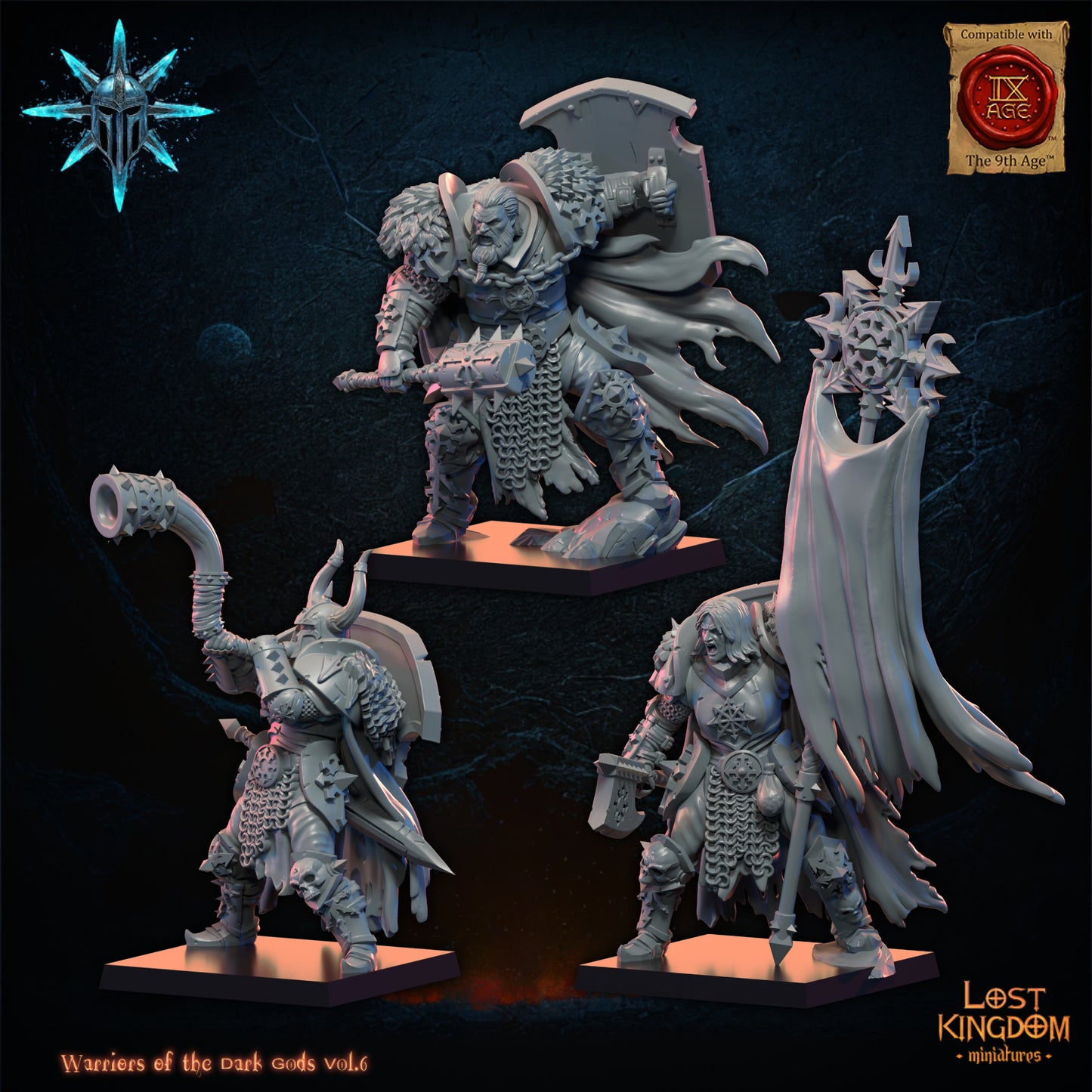 Dark Warriors CG (x3) - Warriors of the Dark Gods - Chaos Warriors - TTRPG - Wargaming - Dungeons and Dragons