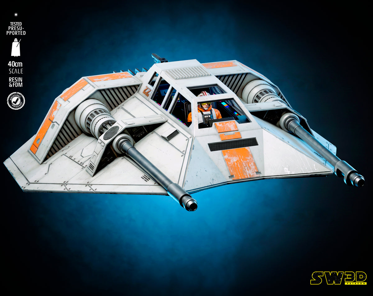 T-47 Snowspeeder Sculpture (75mm to 500mm) - Unassembled/Unpainted/3D Print