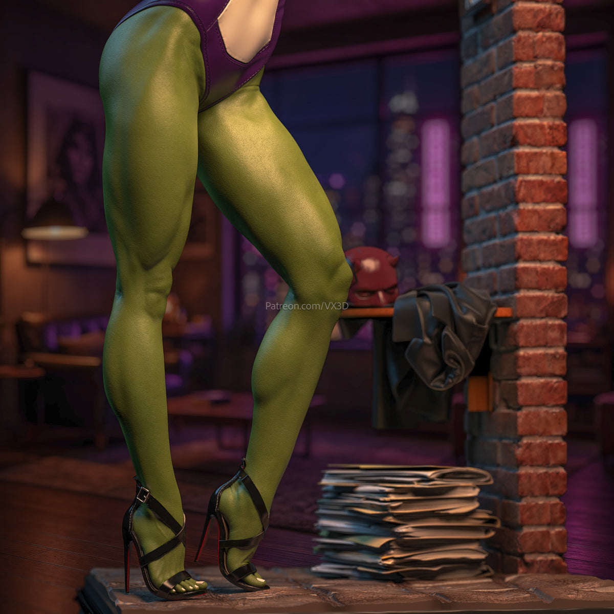 She-Hulk Sculpture (75mm to 500mm) - Unassembled/Unpainted/3D Print