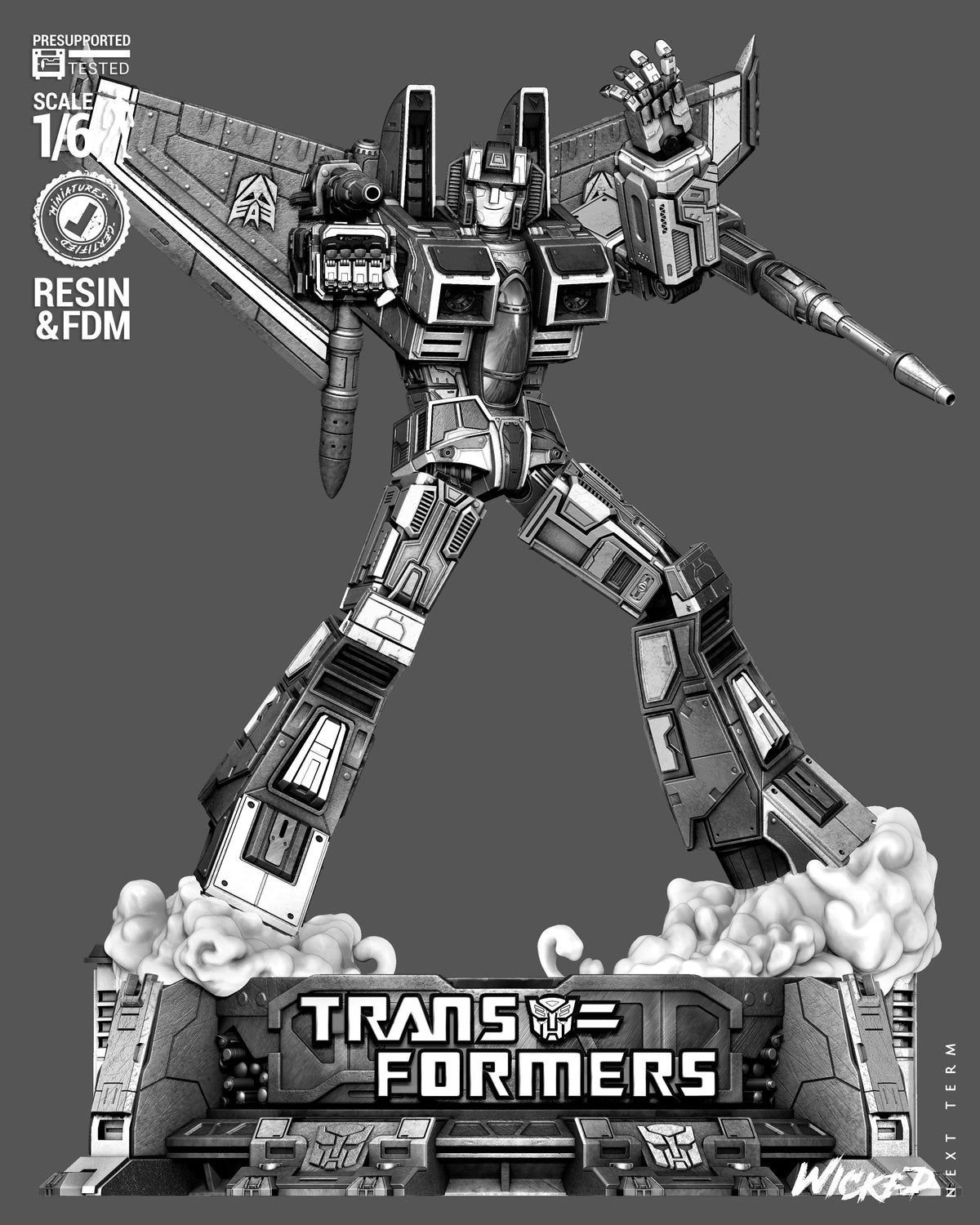 Starscream Sculpture (75mm to 500mm) - Unassembled/Unpainted/3D Print