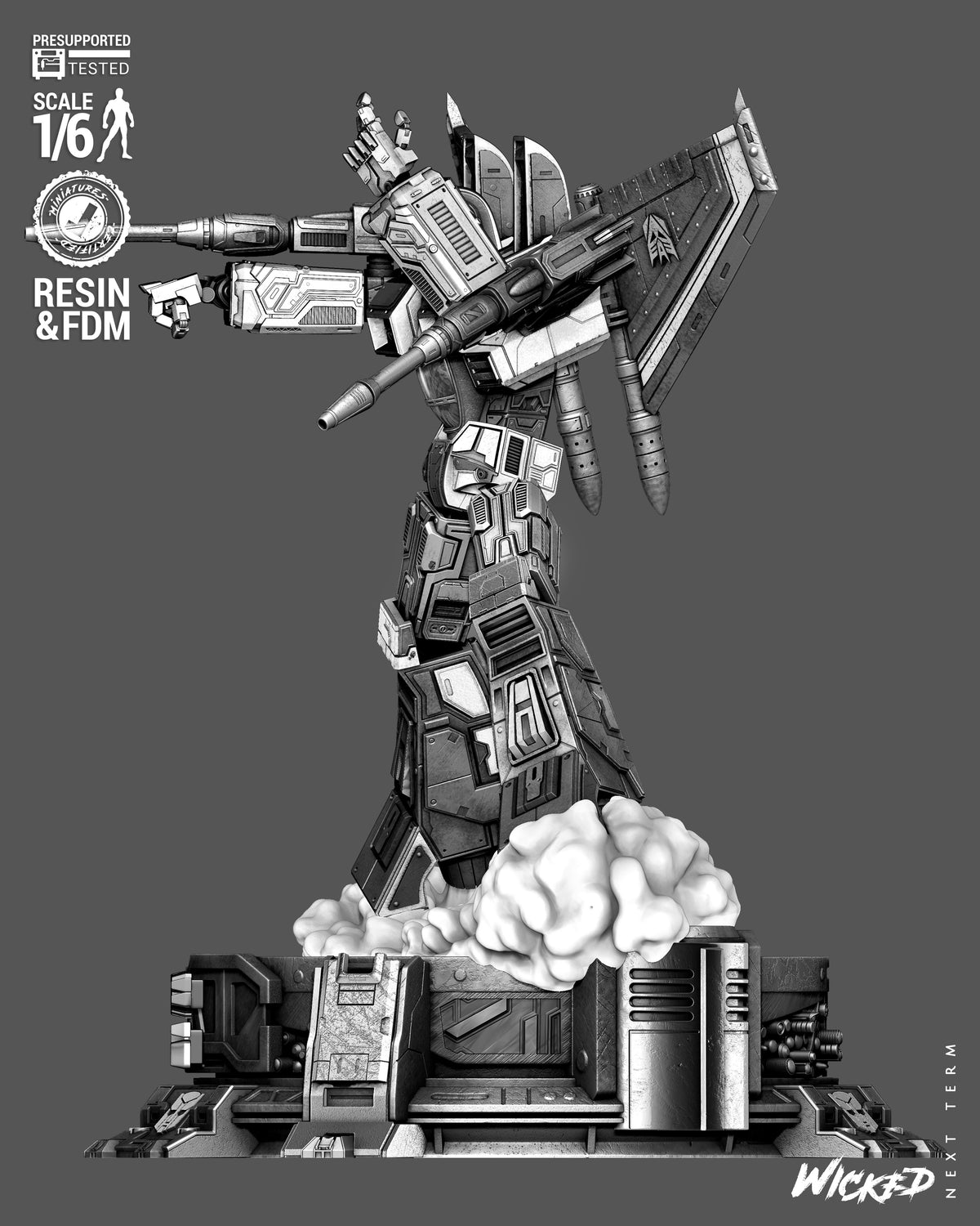 Starscream Sculpture (75mm to 500mm) - Unassembled/Unpainted/3D Print