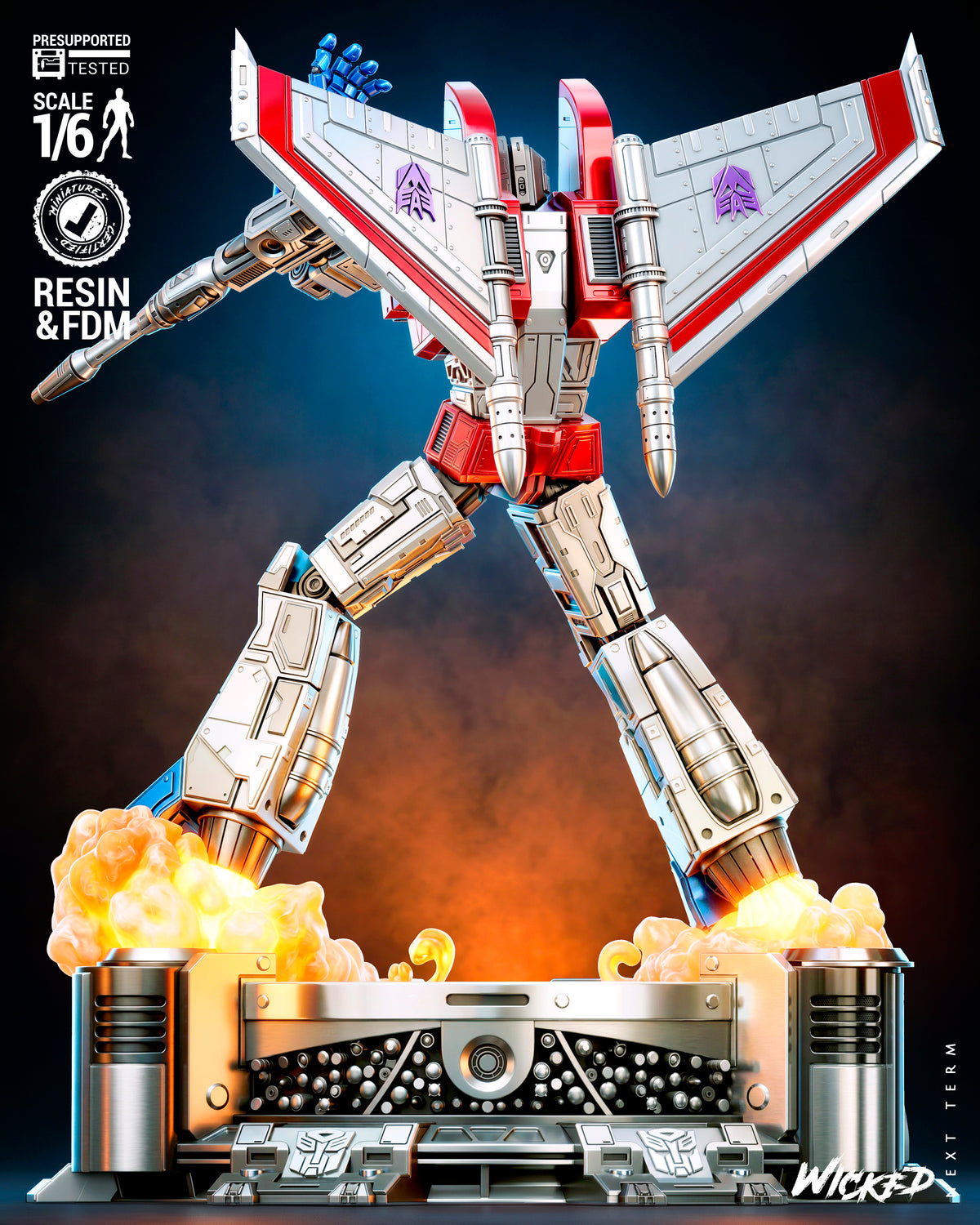 Starscream Sculpture (75mm to 500mm) - Unassembled/Unpainted/3D Print