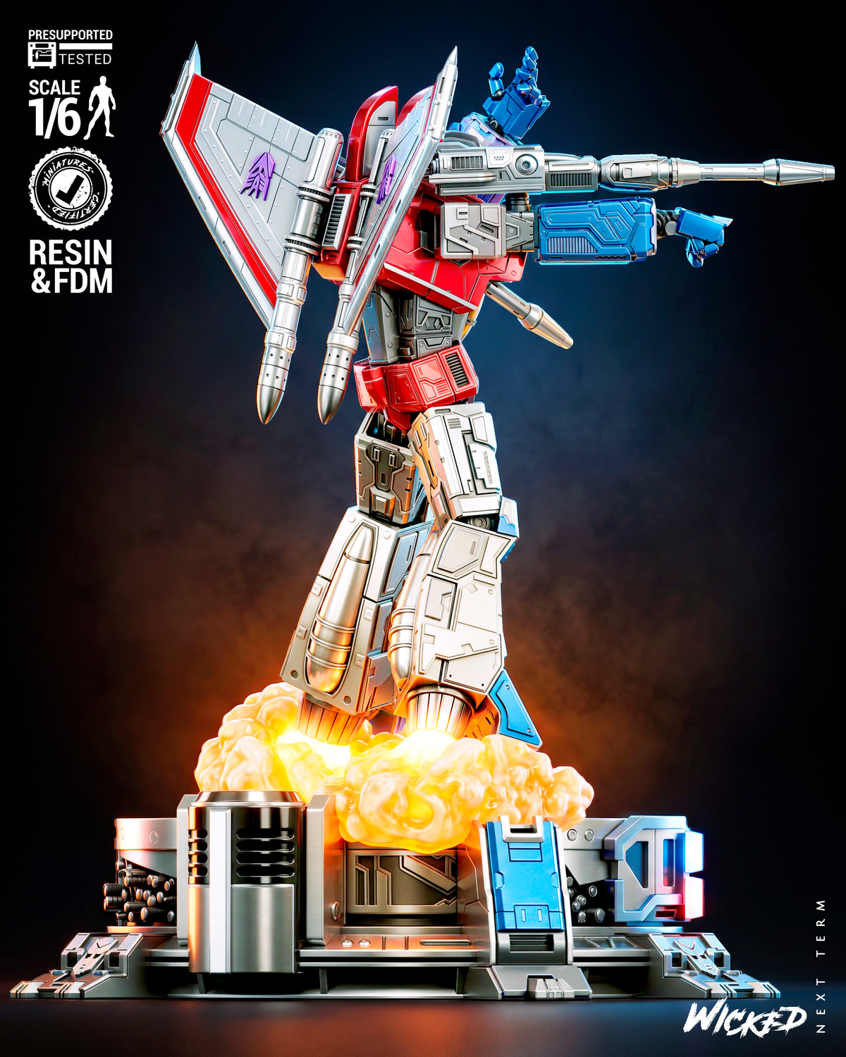 Starscream Sculpture (75mm to 500mm) - Unassembled/Unpainted/3D Print