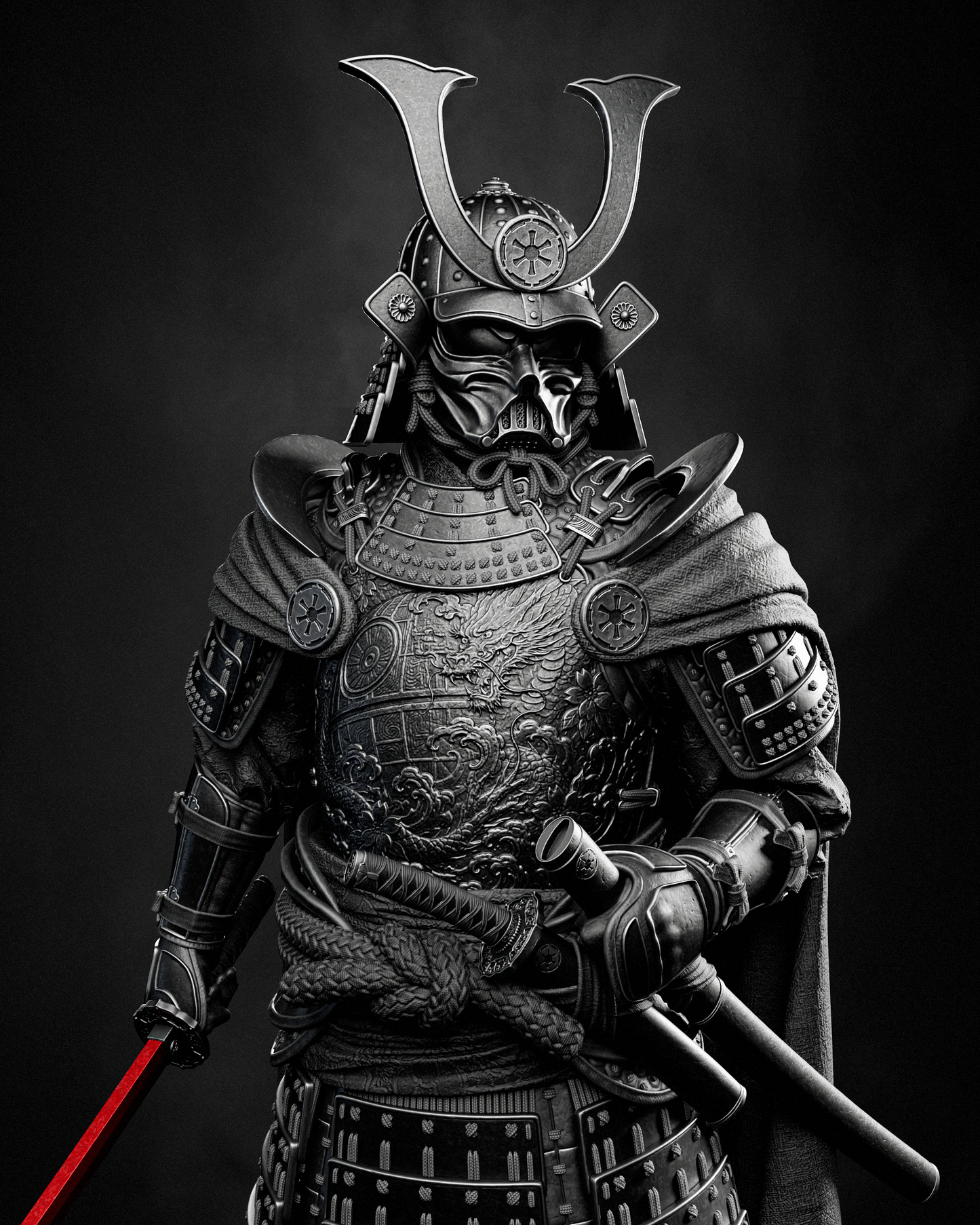 Darth Vader Samurai Sculpture (75mm to 500mm) - Unassembled/Unpainted/3D Print