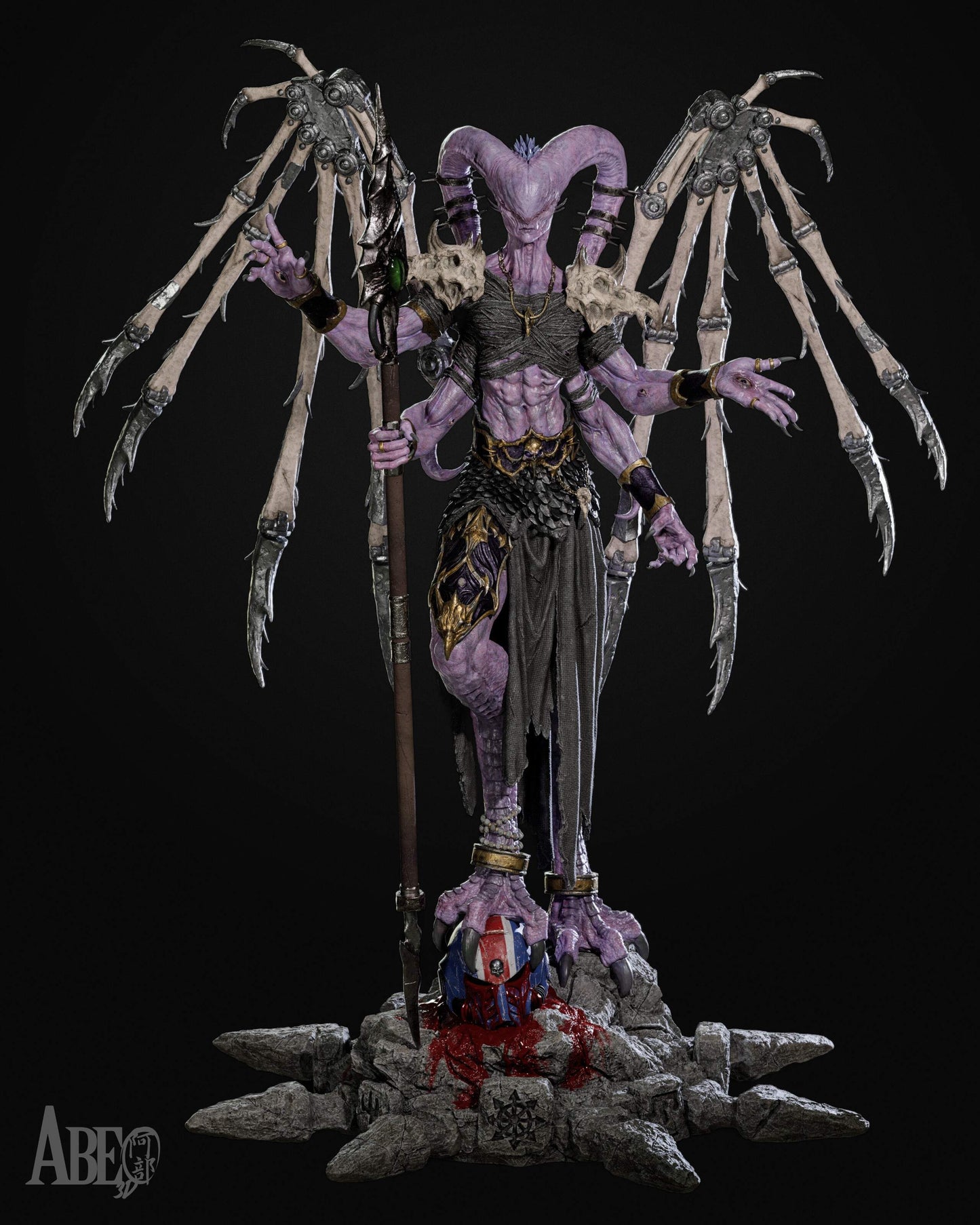 The Ninefold Sorcerer Sculpture (75mm to 500mm) - Unassembled/Unpainted/3D Print