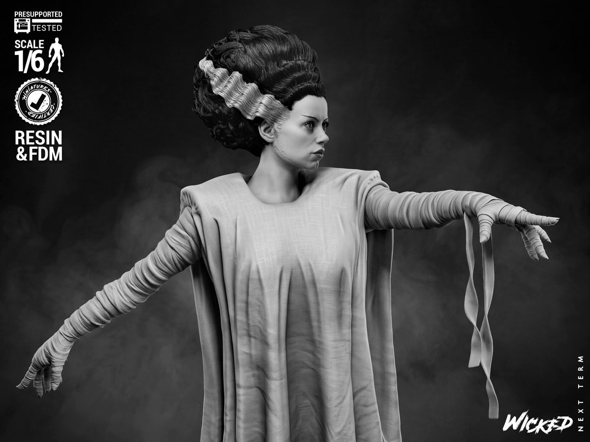 Bride of Frankenstein Sculpture (75mm to 500mm) - Unassembled/Unpainted/3D Print
