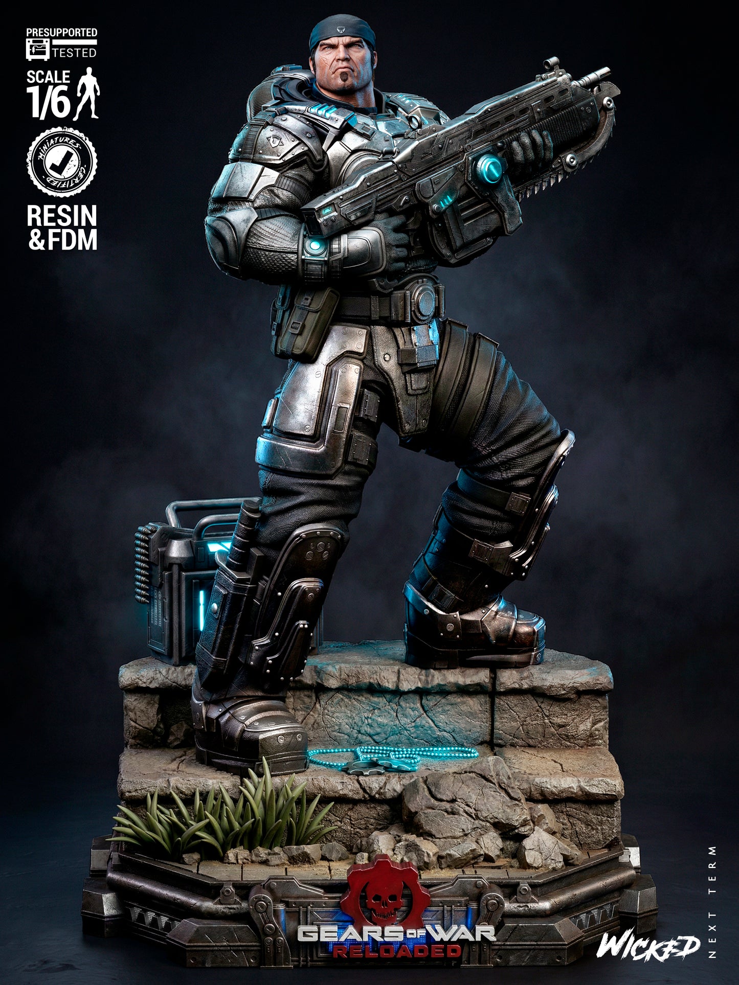 Marcus Fenix Sculpture (75mm to 500mm) Unassembled/Unpainted/3D Print
