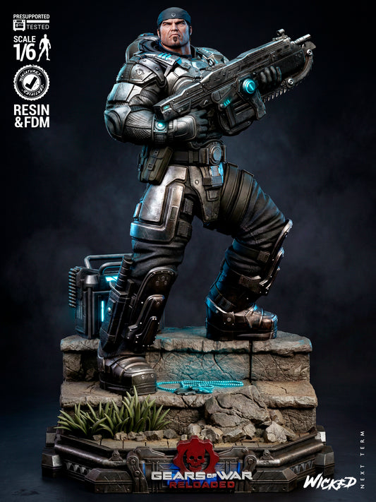 Marcus Fenix Sculpture (75mm to 500mm) Unassembled/Unpainted/3D Print
