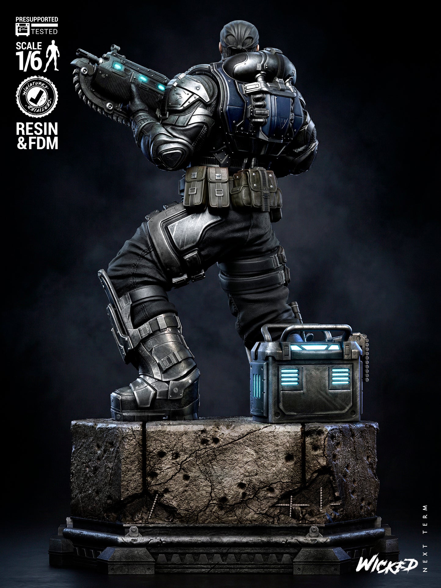 Marcus Fenix Sculpture (75mm to 500mm) Unassembled/Unpainted/3D Print