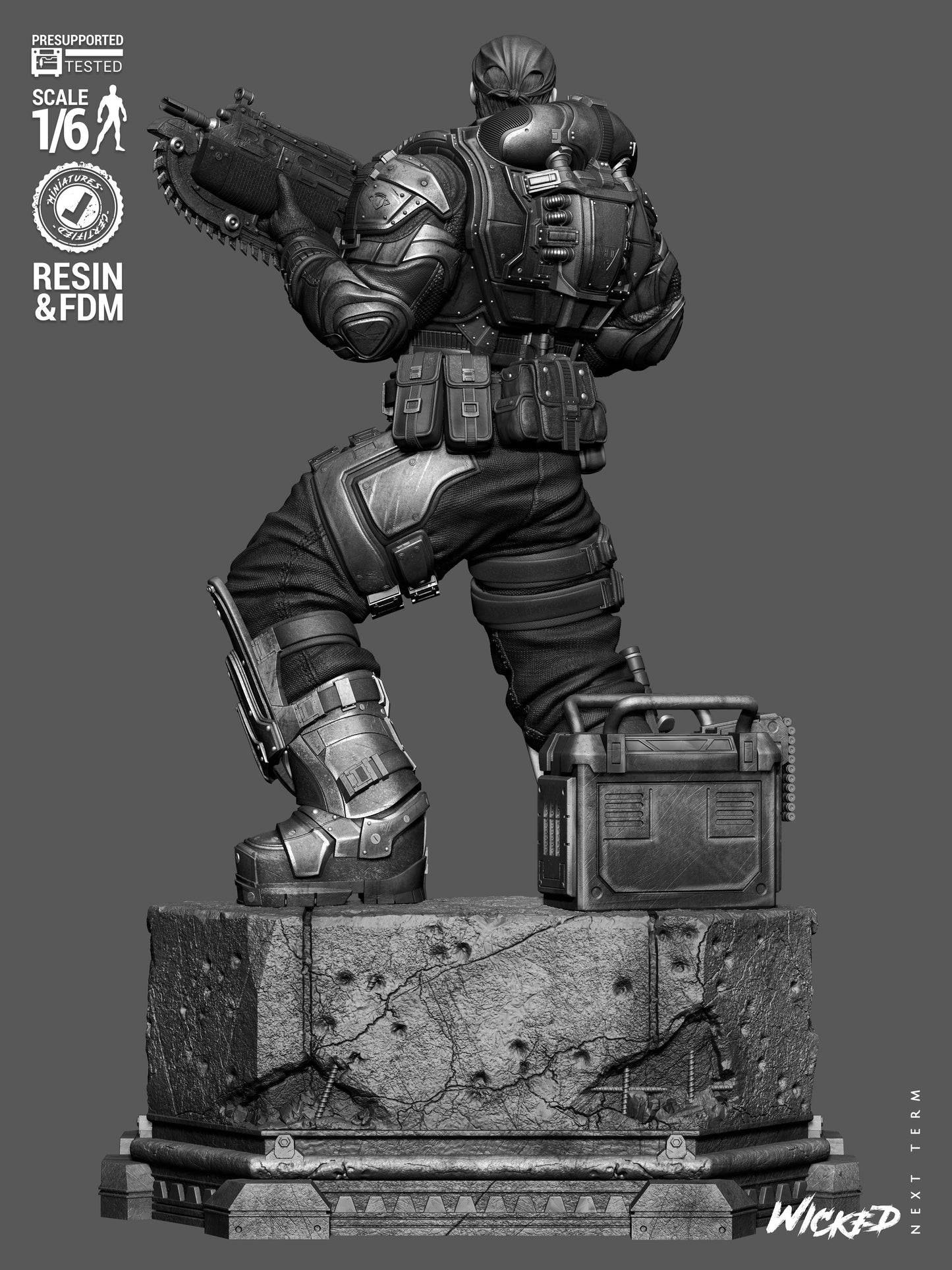 Marcus Fenix Sculpture (75mm to 500mm) Unassembled/Unpainted/3D Print