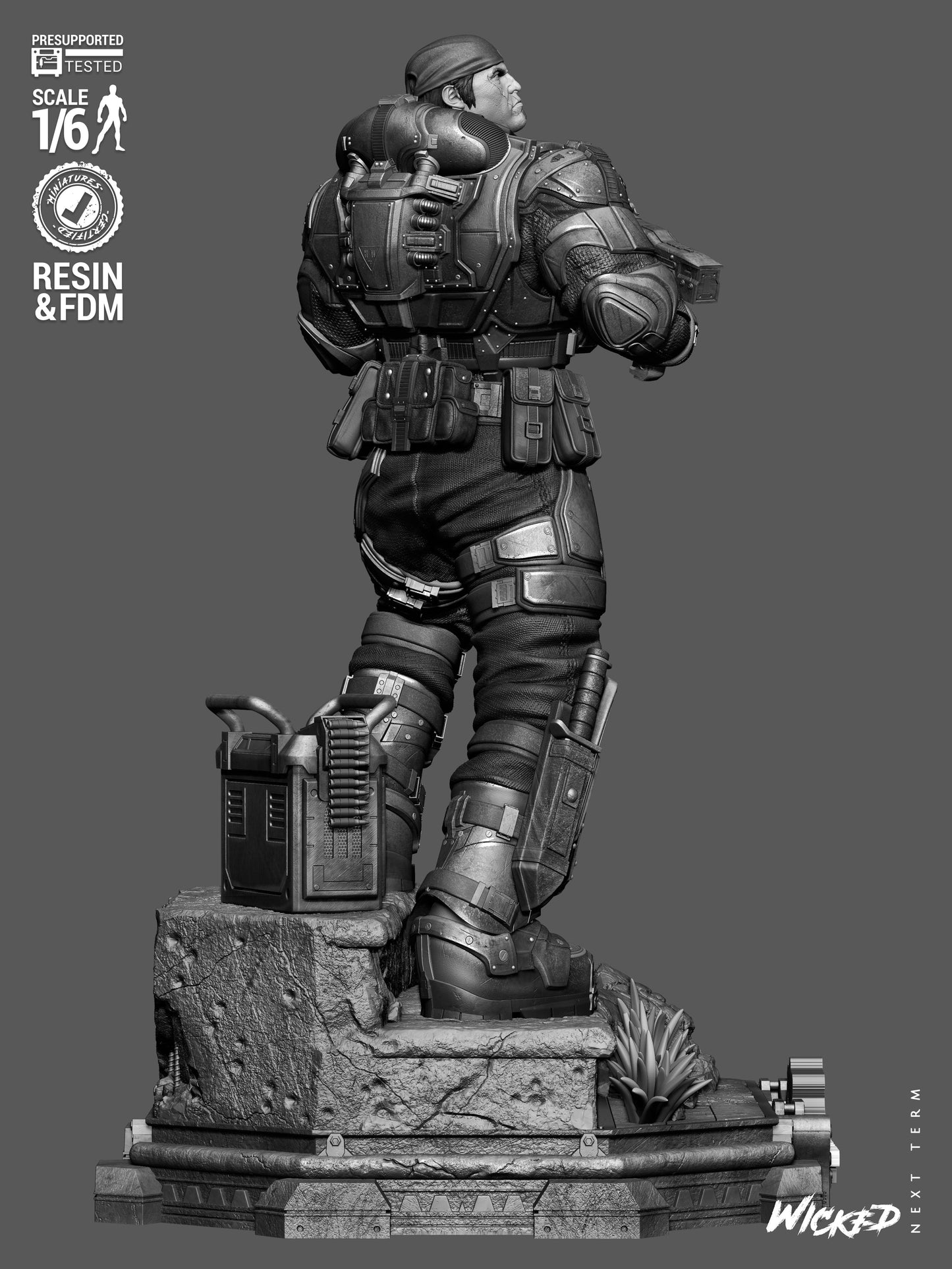 Marcus Fenix Sculpture (75mm to 500mm) Unassembled/Unpainted/3D Print