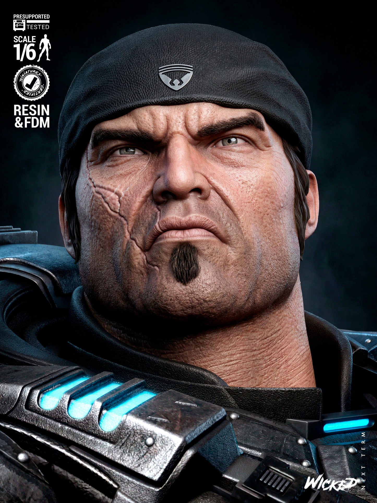 Marcus Fenix Sculpture (75mm to 500mm) Unassembled/Unpainted/3D Print