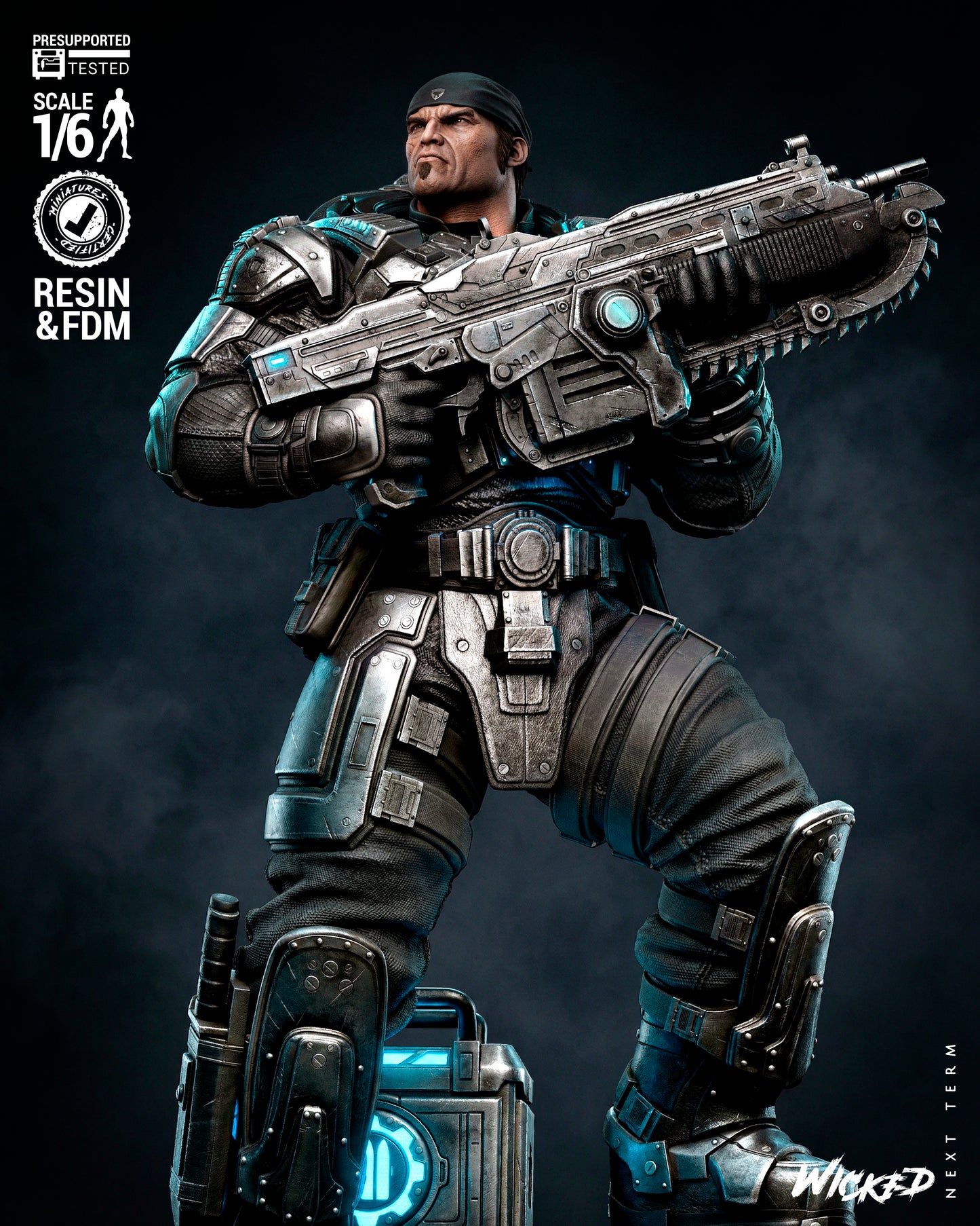 Marcus Fenix Sculpture (75mm to 500mm) Unassembled/Unpainted/3D Print
