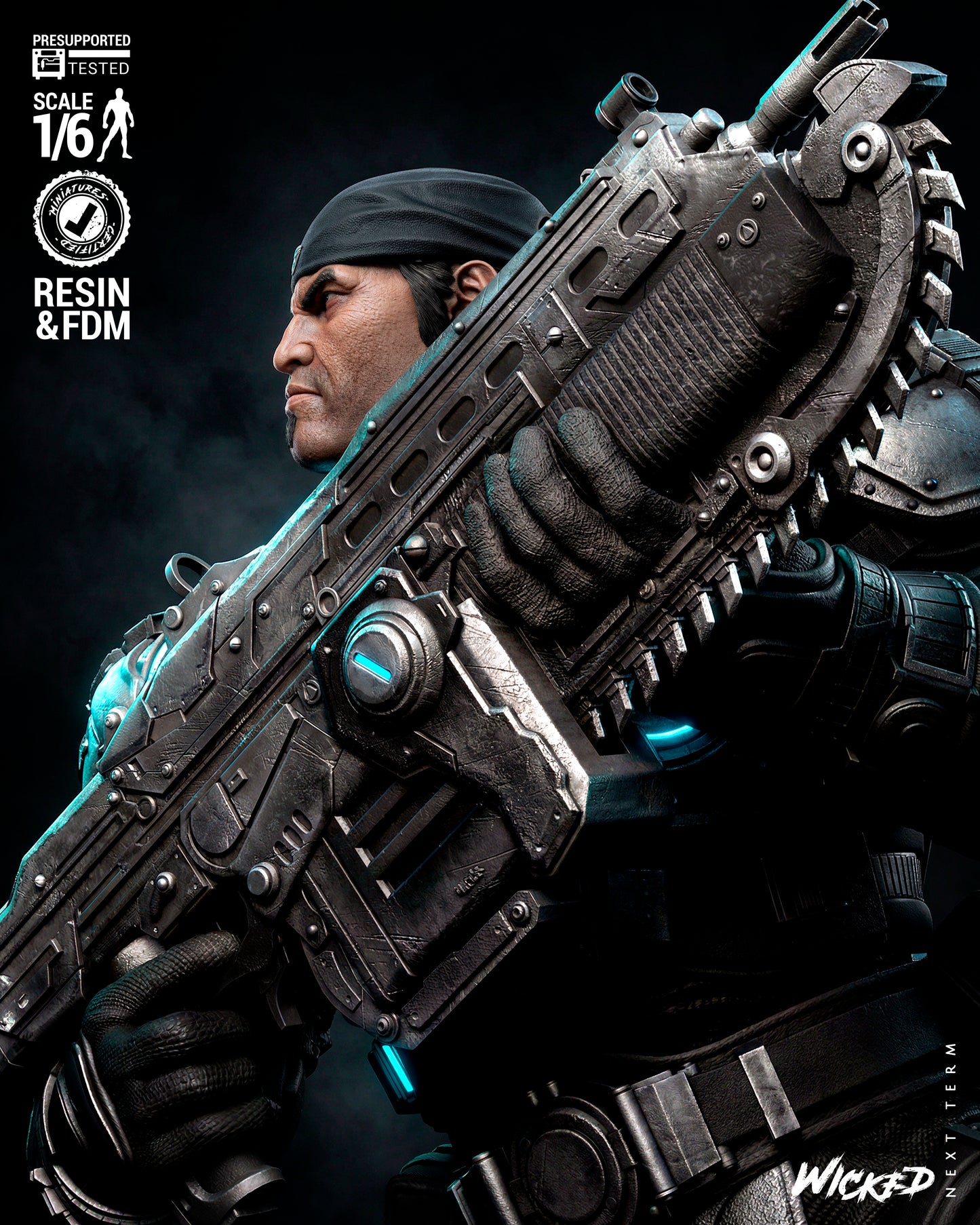 Marcus Fenix Sculpture (75mm to 500mm) Unassembled/Unpainted/3D Print