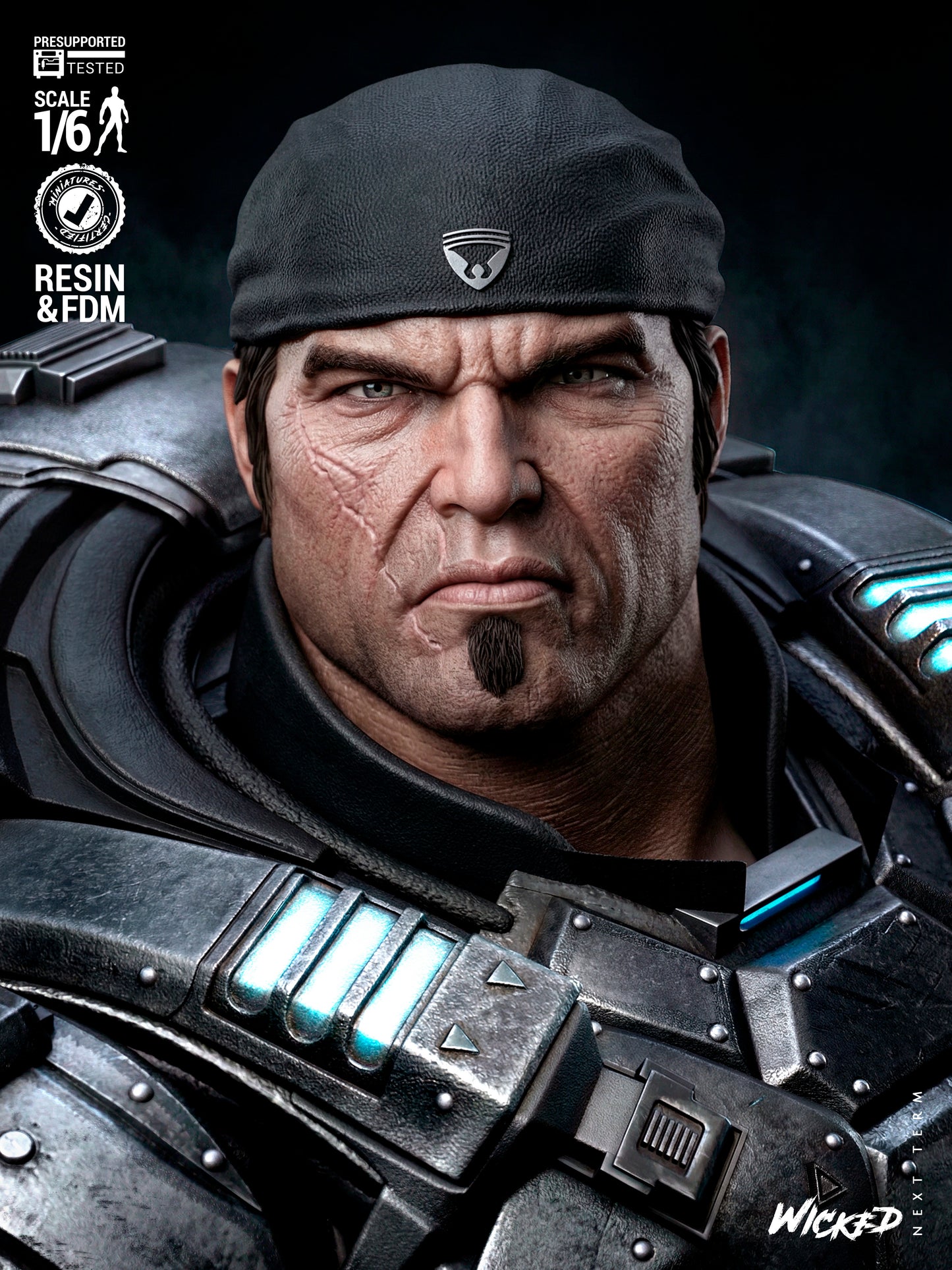 Marcus Fenix Sculpture (75mm to 500mm) Unassembled/Unpainted/3D Print