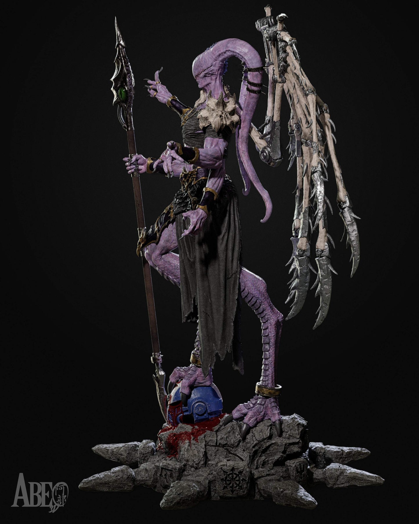 The Ninefold Sorcerer Sculpture (75mm to 500mm) - Unassembled/Unpainted/3D Print