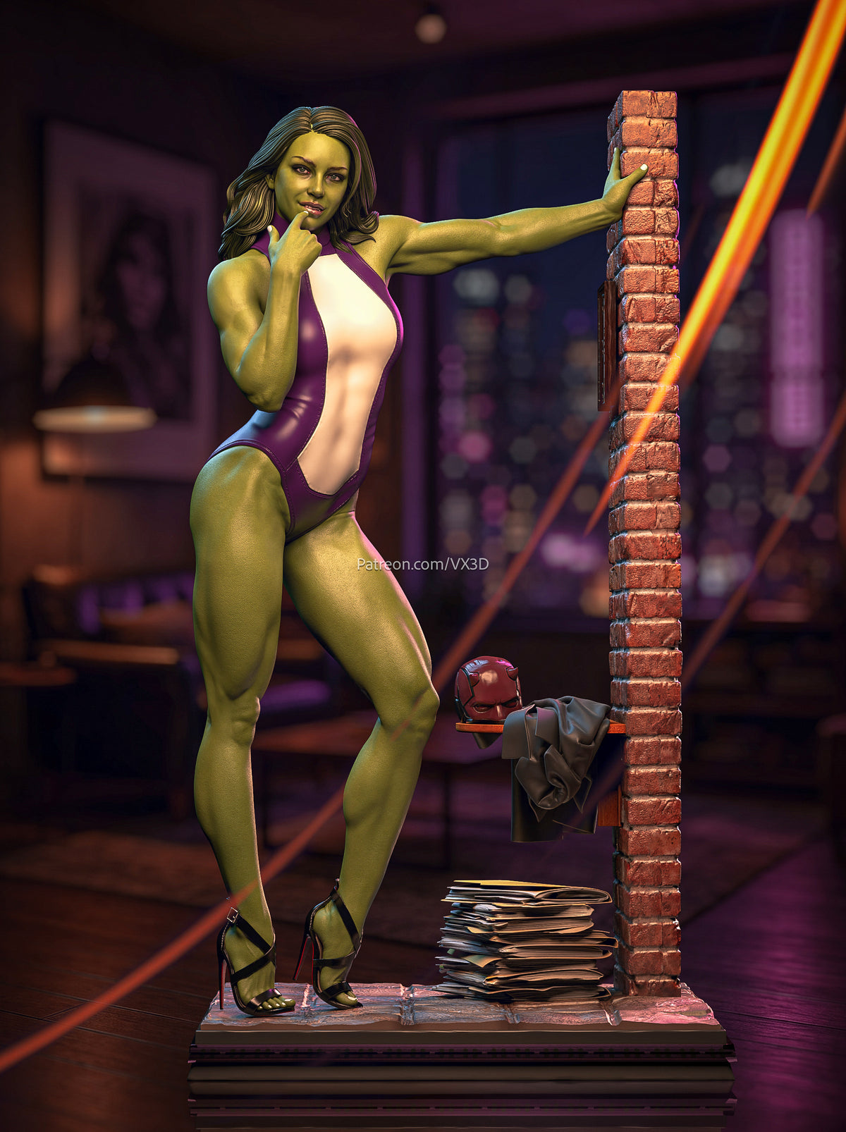 She-Hulk Sculpture (75mm to 500mm) - Unassembled/Unpainted/3D Print