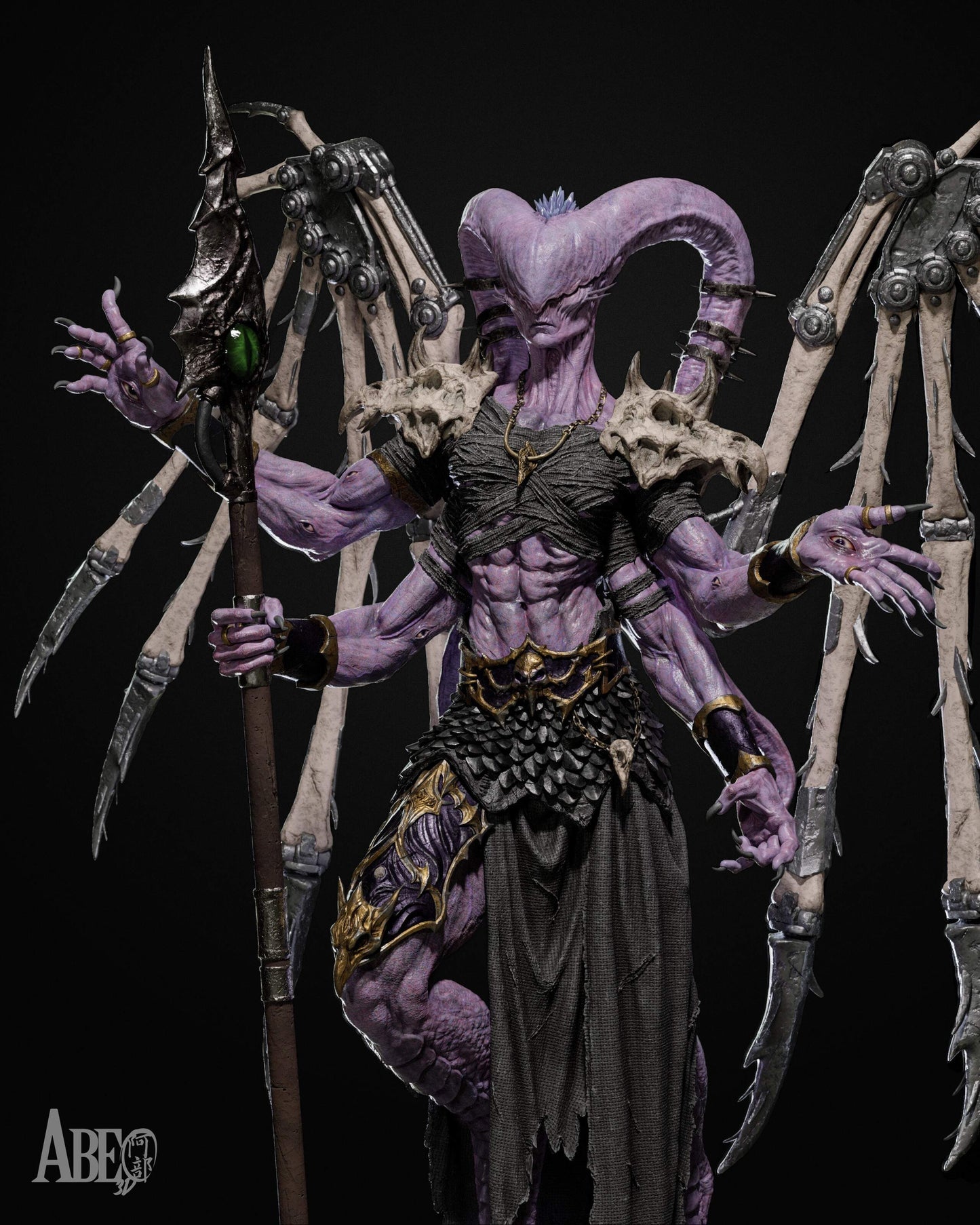 The Ninefold Sorcerer Sculpture (75mm to 500mm) - Unassembled/Unpainted/3D Print