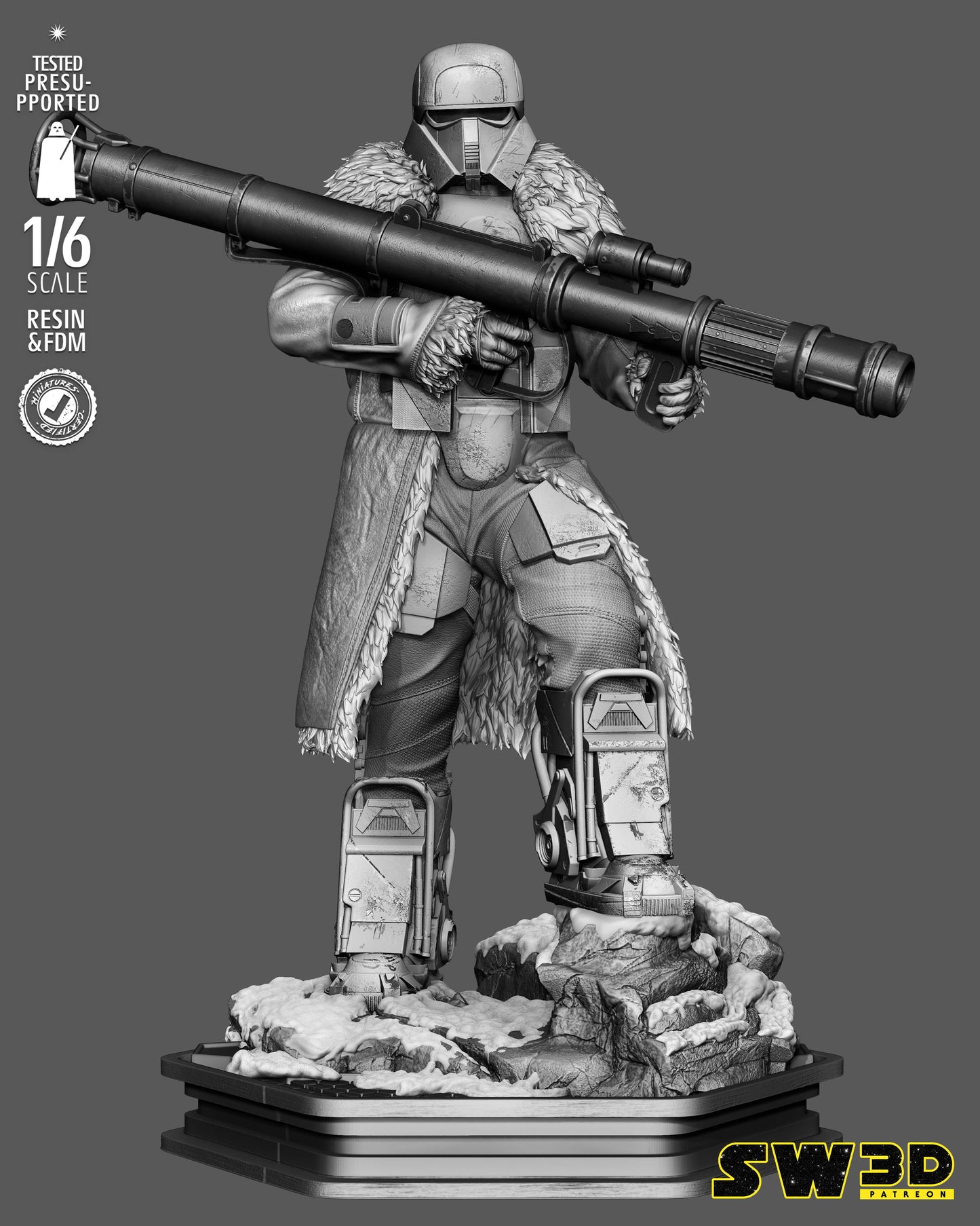 Range Trooper Heavy Cannon Sculpture (75mm to 500mm) Gear of War - Unassembled/Unpainted/3D Print