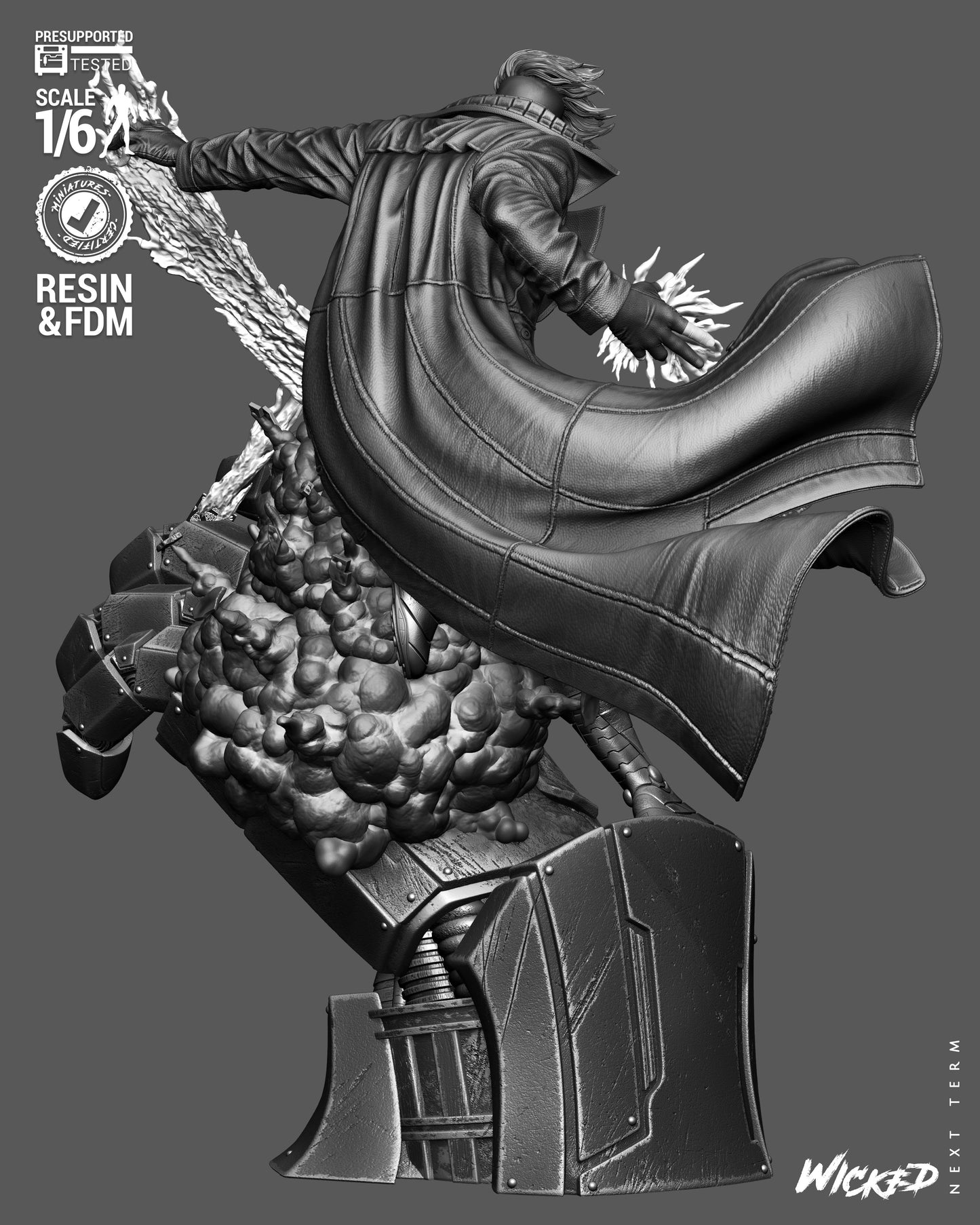 Gambit Sculpture (75mm to 500mm) - Unassembled/Unpainted/3D Print