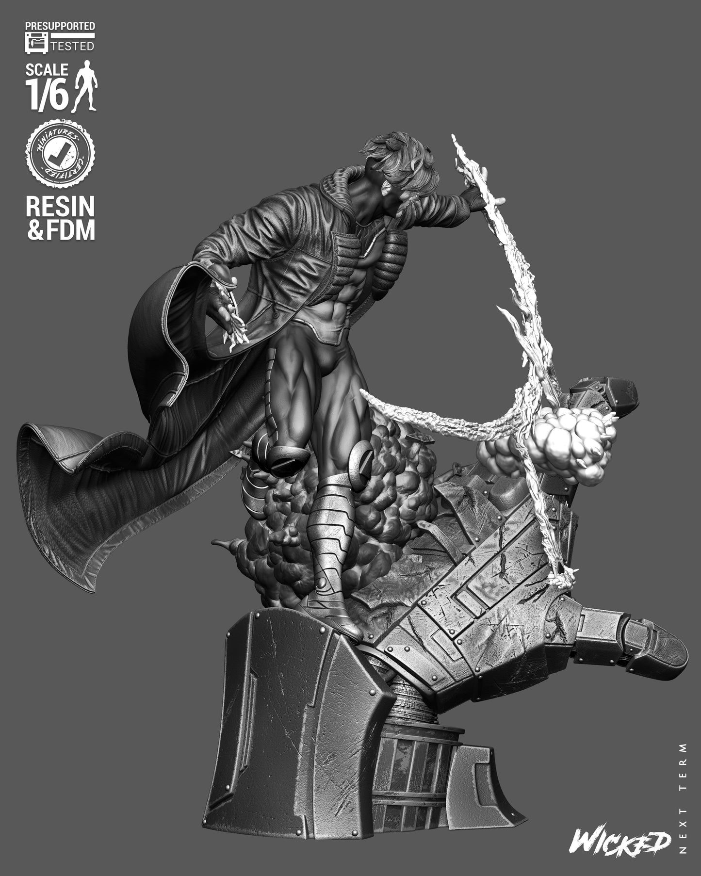 Gambit Sculpture (75mm to 500mm) - Unassembled/Unpainted/3D Print