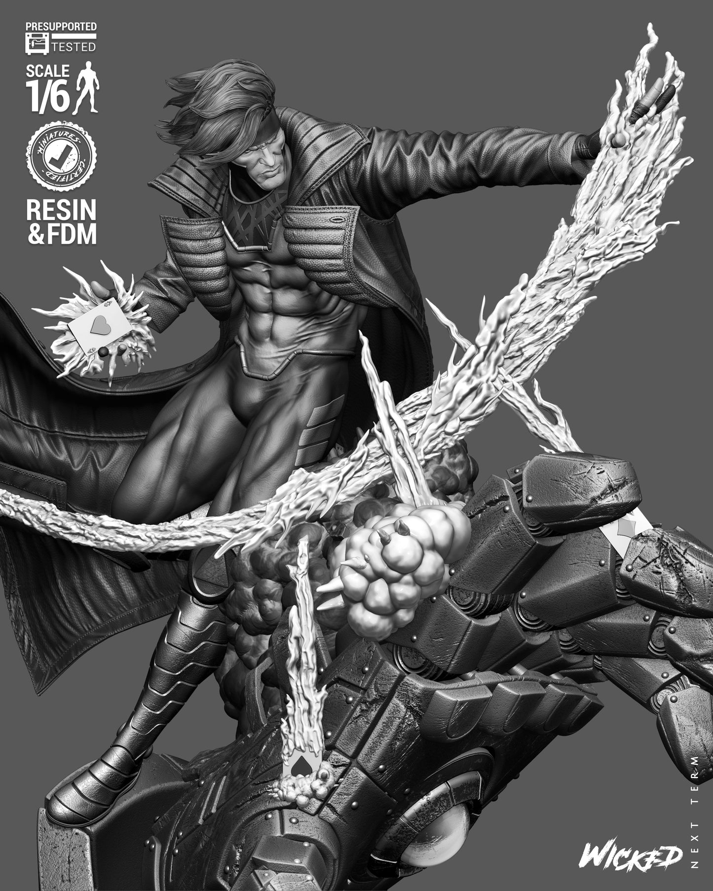 Gambit Sculpture (75mm to 500mm) - Unassembled/Unpainted/3D Print