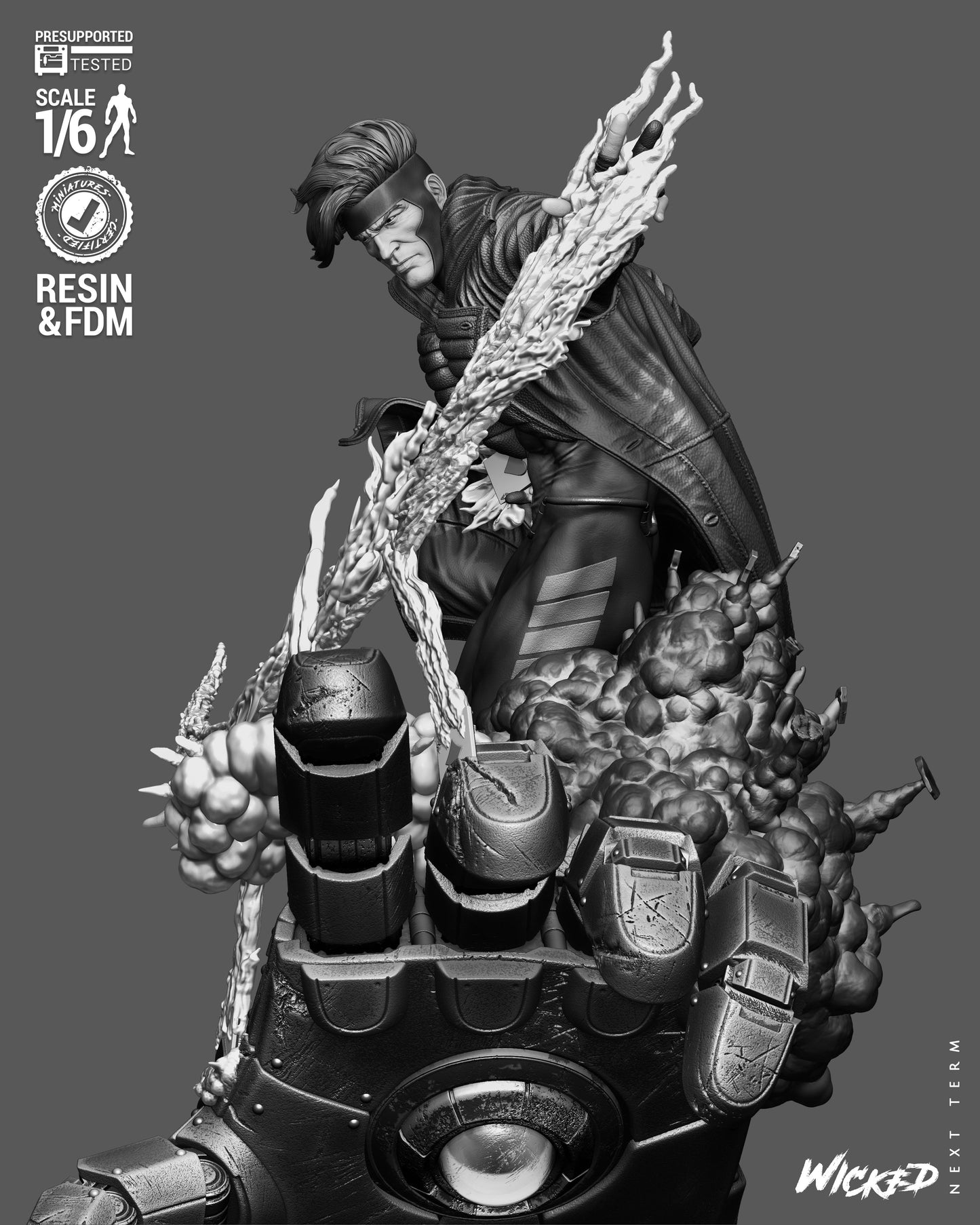 Gambit Sculpture (75mm to 500mm) - Unassembled/Unpainted/3D Print