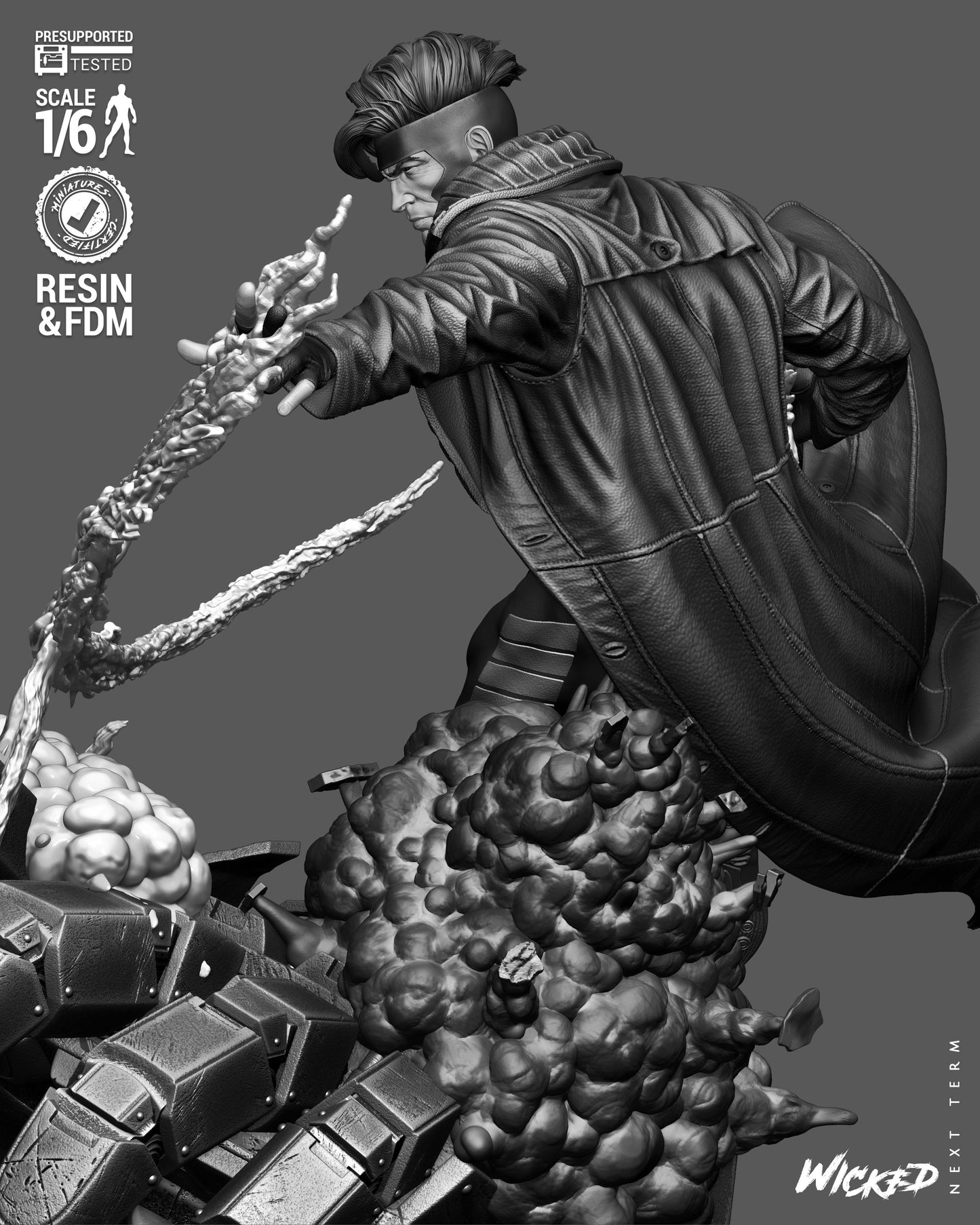 Gambit Sculpture (75mm to 500mm) - Unassembled/Unpainted/3D Print