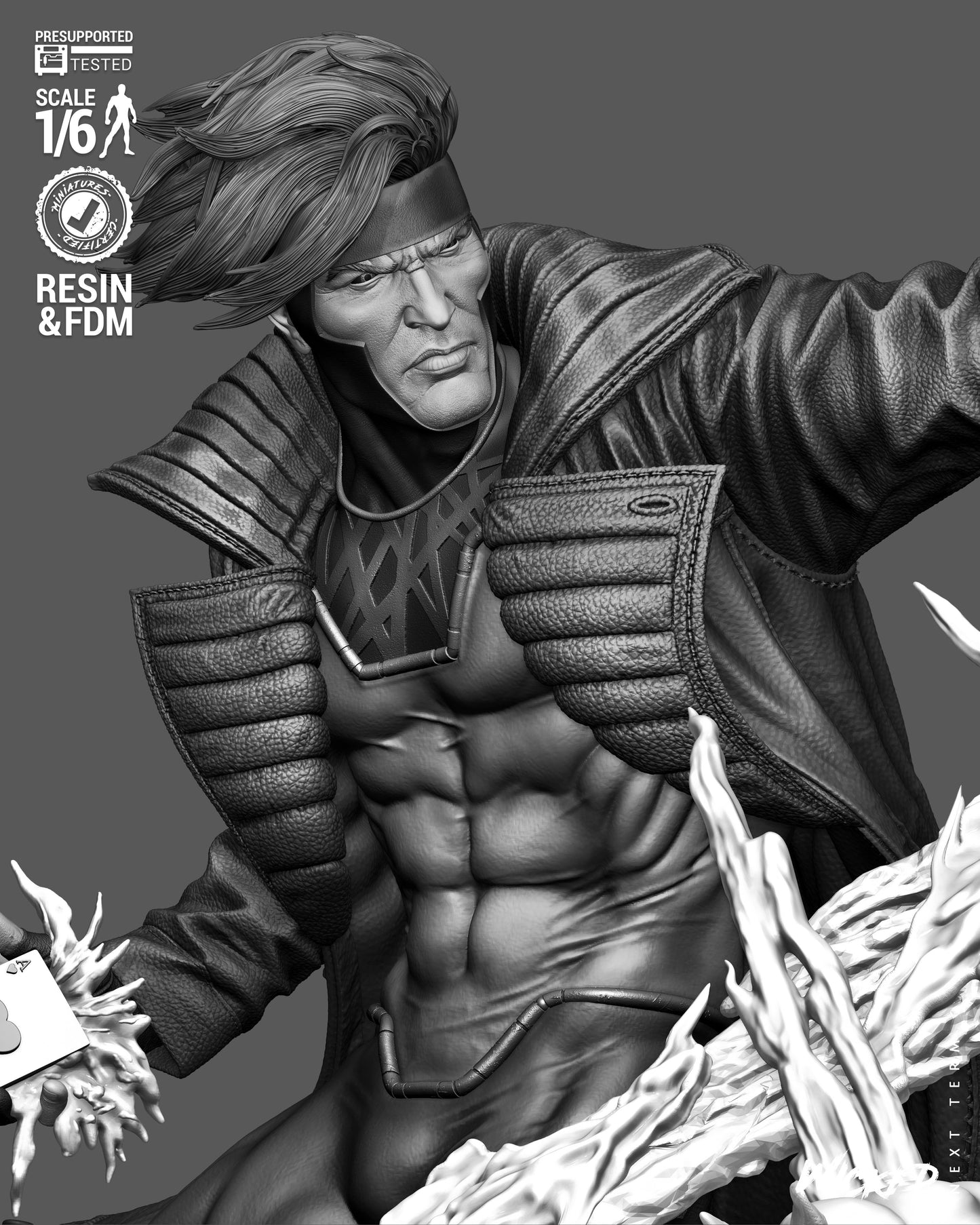 Gambit Sculpture (75mm to 500mm) - Unassembled/Unpainted/3D Print